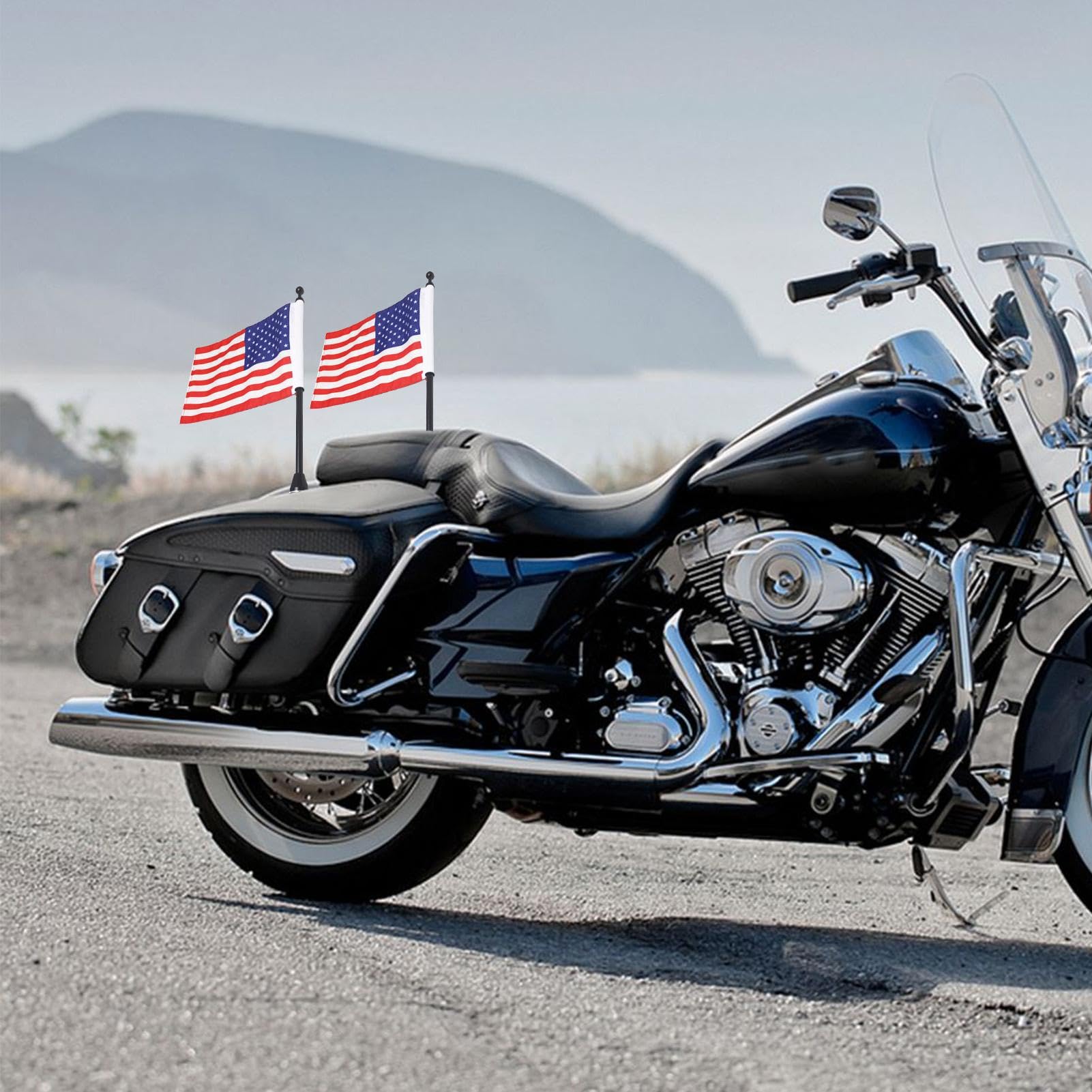 Mât Avec Drapeau Américain Pour Montage Latéral Arrière de Moto, Support Davidson