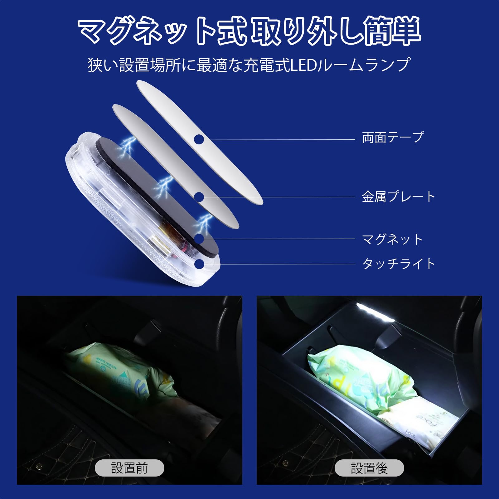 Amazon | Futwod ルームランプ 車 LED 車内ライト タッチライト 白