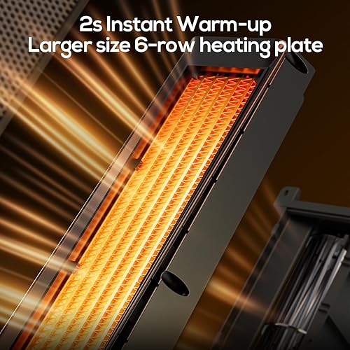 Miniatura 2 de Hykolity Calentador de espacio para habitación grande, calentadores eléctricos de 30 pulgadas con control remoto, oscilación de 70, protección