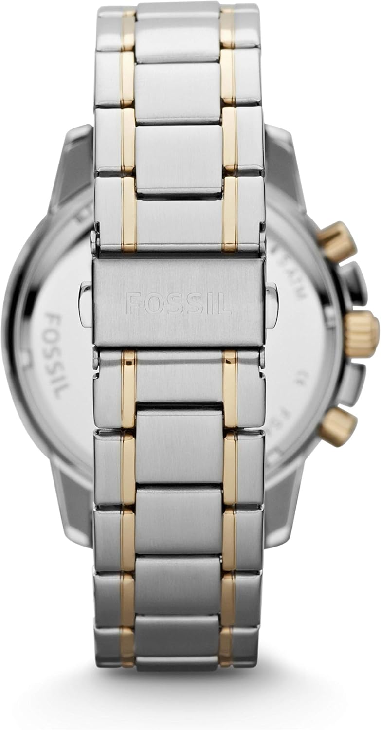 Fossil Dean Men's Dress Watch with Chronograph Display and Stainless Steel Bracelet Band 2T Silver/Gold