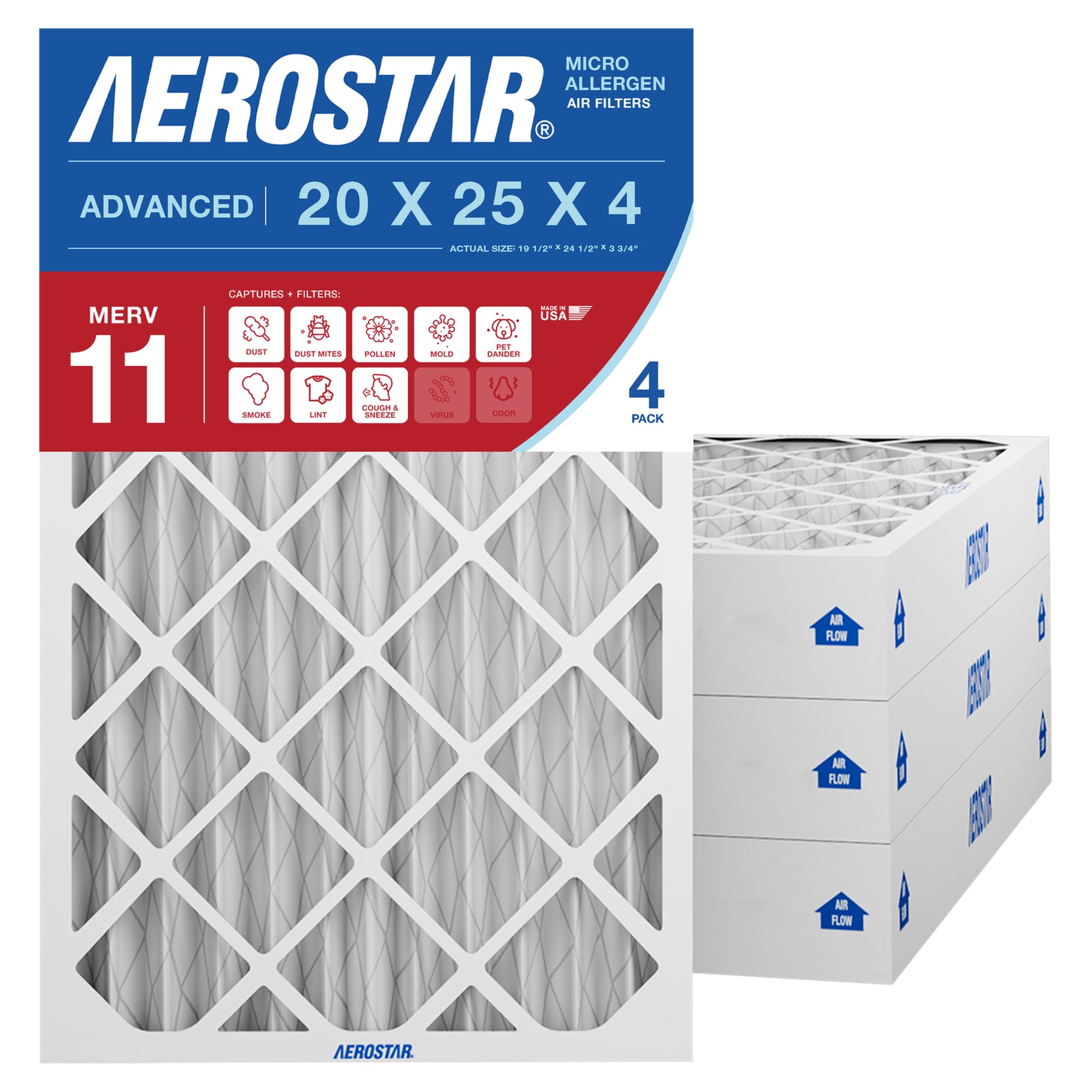 Aerostar MERV 8 Air Filters - 6 Pack -11 Aerostar MERV 8 Air Filters - 6 Pack -11