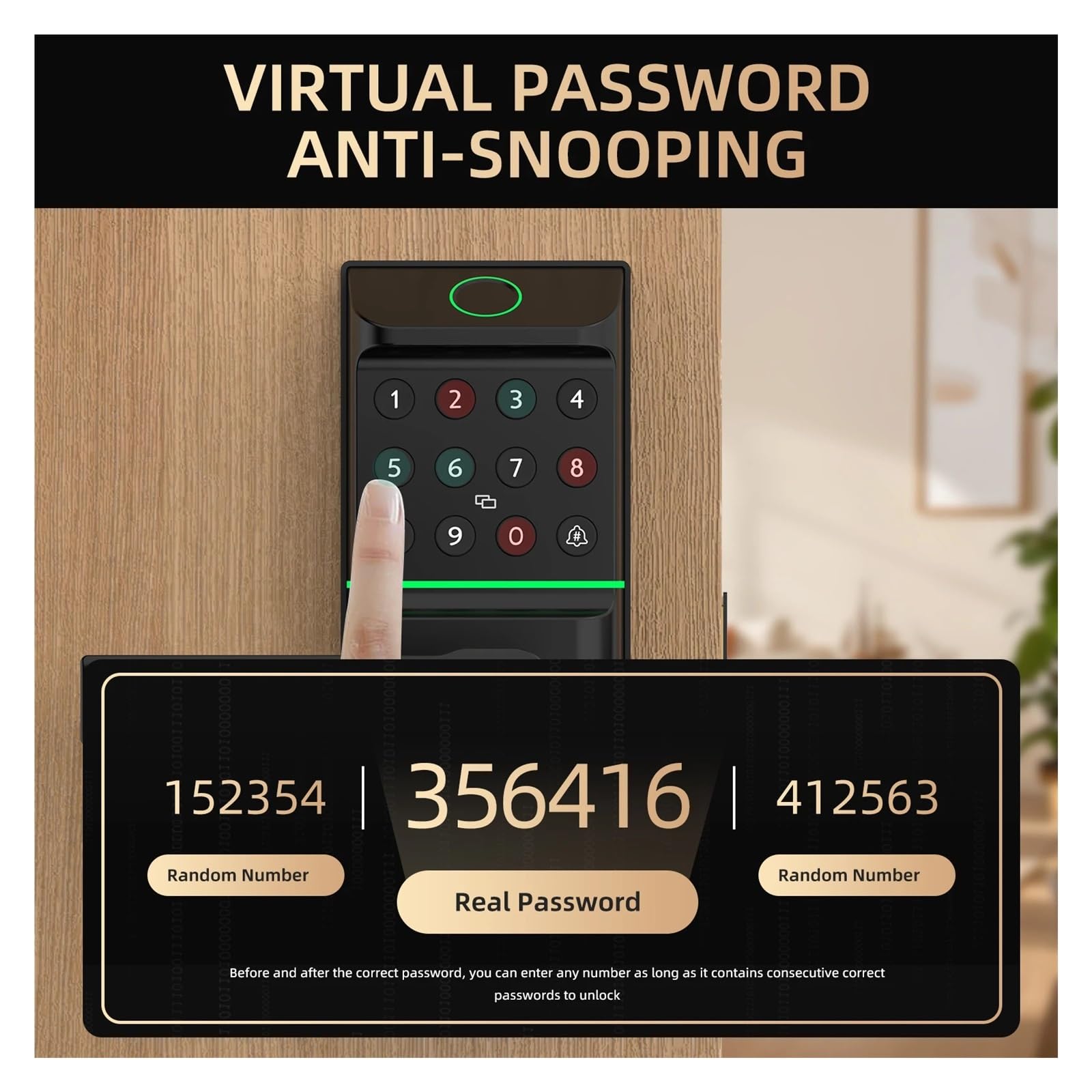 Compatible con Viladepot cerradura puerta inteligente de huellas digitales | Interfaz TYPE-C Control de aplicación Código de acceso Desbloqueo Manija del teclado electrónico con pantalla táctil