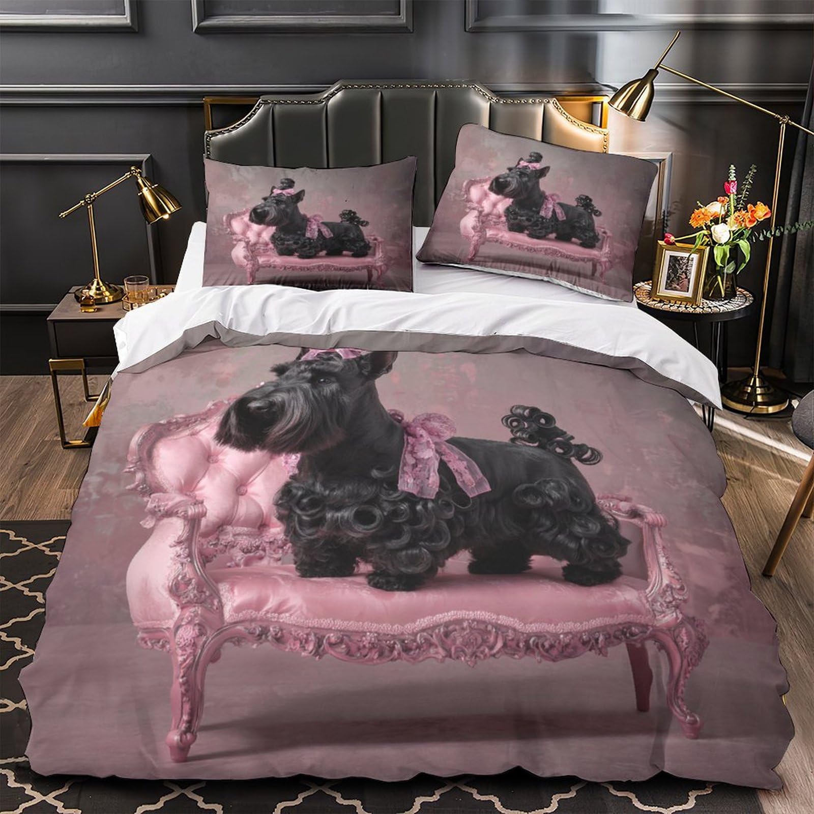 Housse de couette résistante à fermeture éclair pour lit single 3D