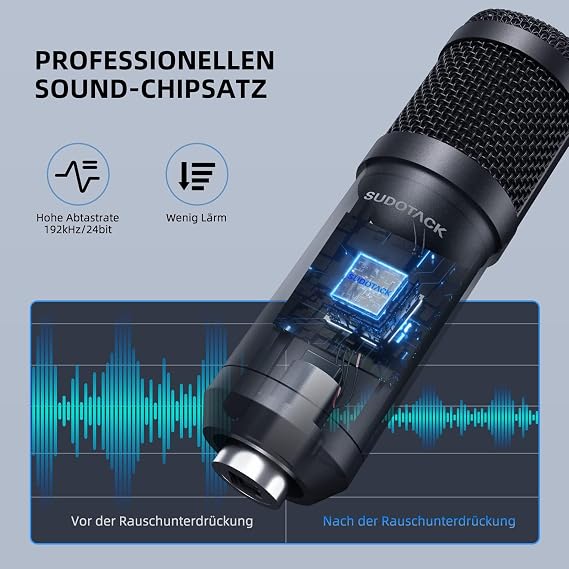 sudotack usb gaming microphone professional microphone pc condenser with arm pop filter microphone spider for podcasting streaming recording youtube switch home studio voice-off