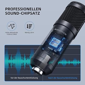 sudotack usb gaming microphone professional microphone pc condenser with arm pop filter microphone spider for podcasting streaming recording youtube switch home studio voice-off