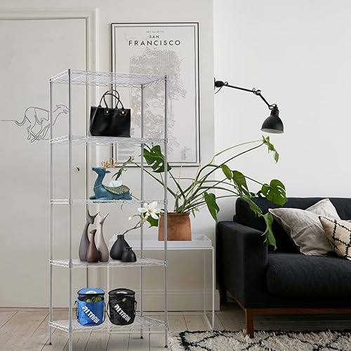 Miniatura 74 de Estantería de alambre de 6 niveles, estantes de metal de 60 x 23 x 13 pulgadas, estante de almacenamiento de metal resistente, estante de alambre