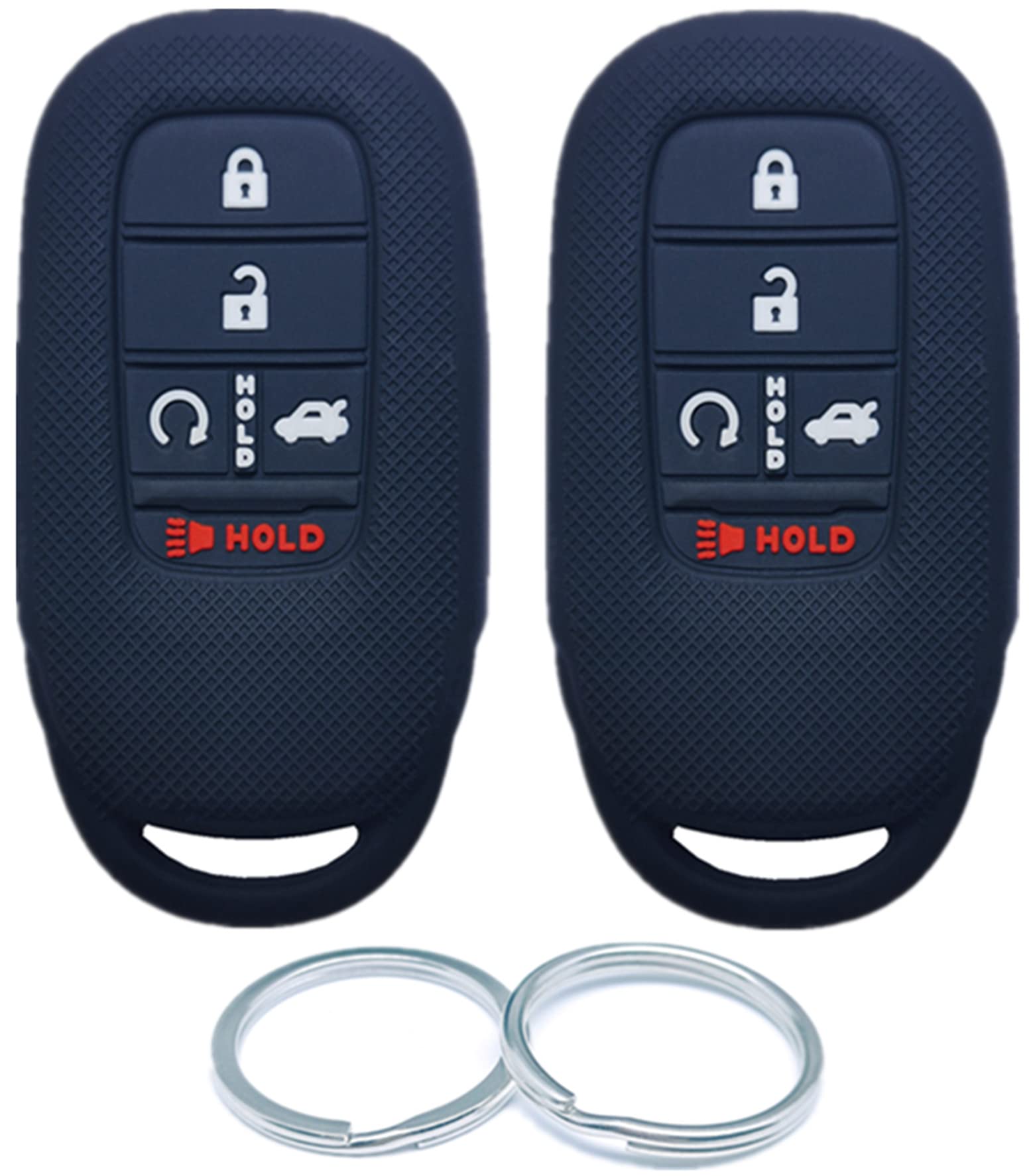 Photo 1 of RUNZUIE 2Pcs 5 Buttons Silicone Smart Remote Key Fob Compatible with 2022 Honda Accord Civic Key Fob Cover 72147-T20-A11 (Black and Black)