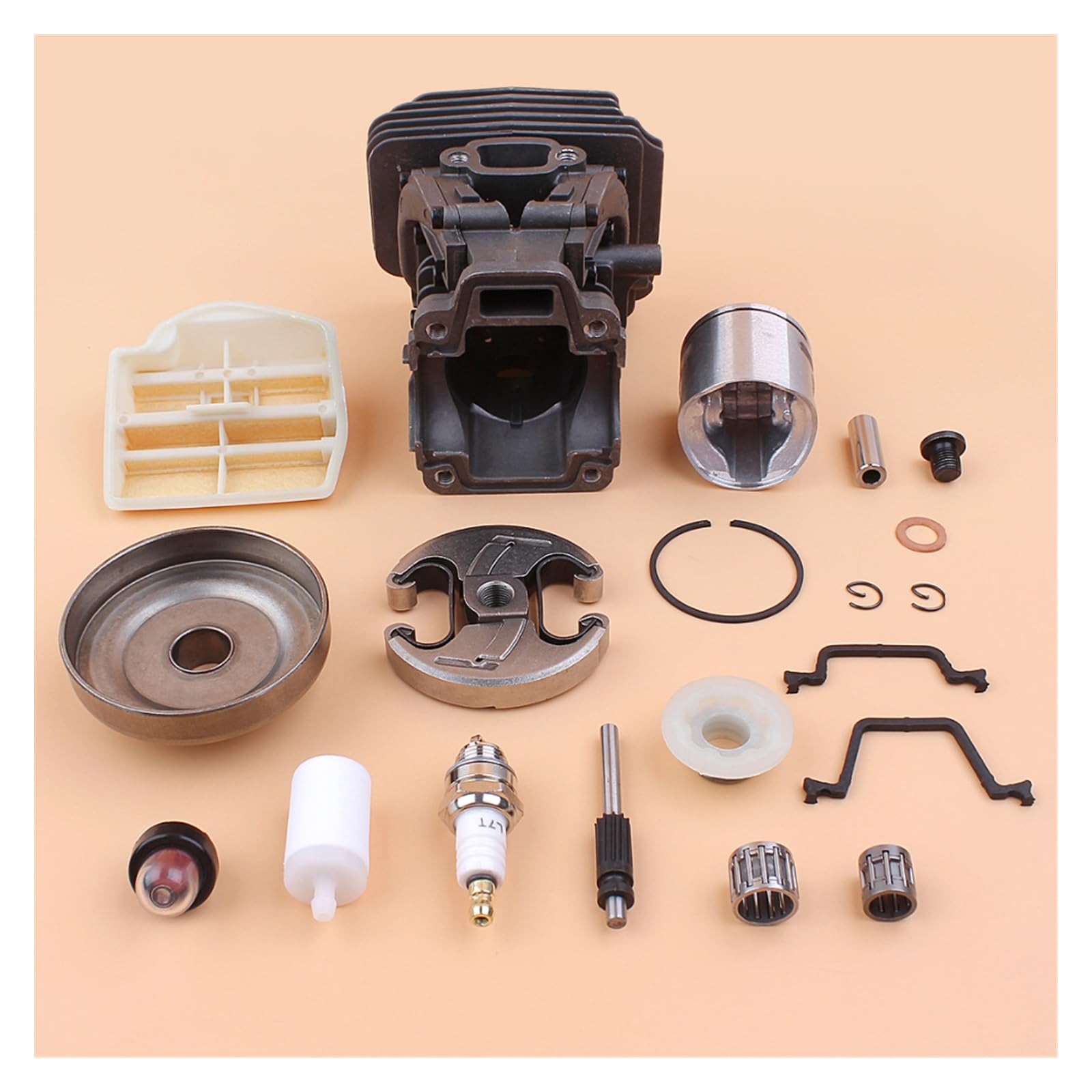 1 Juego de bomba de aceite de filtro de aire de tambor de embrague de pistón de cilindro de 44mm for Husqvarna 450 445 E piezas de Motor de motosierra de gasolina