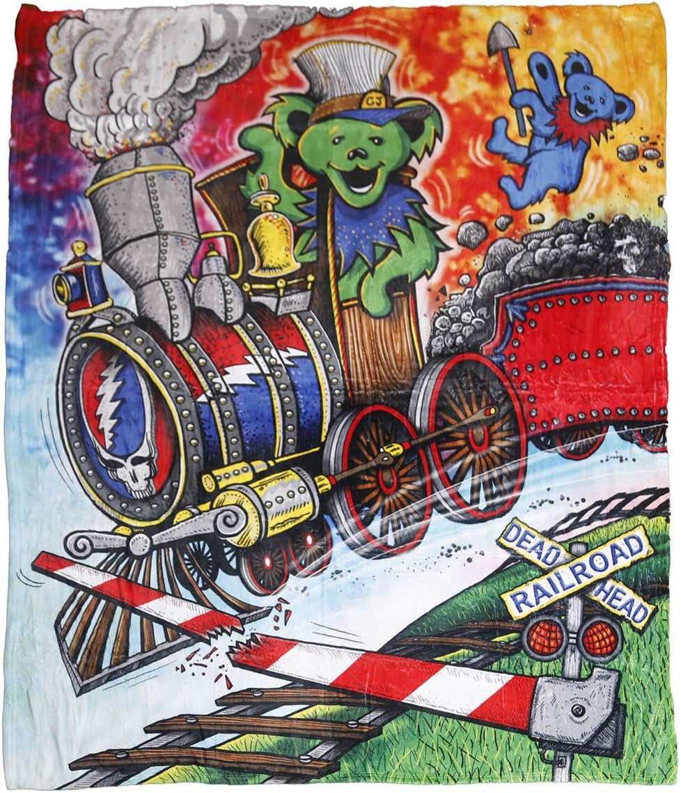 Grateful Dead Cozy Fleece Throw Blanket 50x60 Inches - Casey Jones Bears