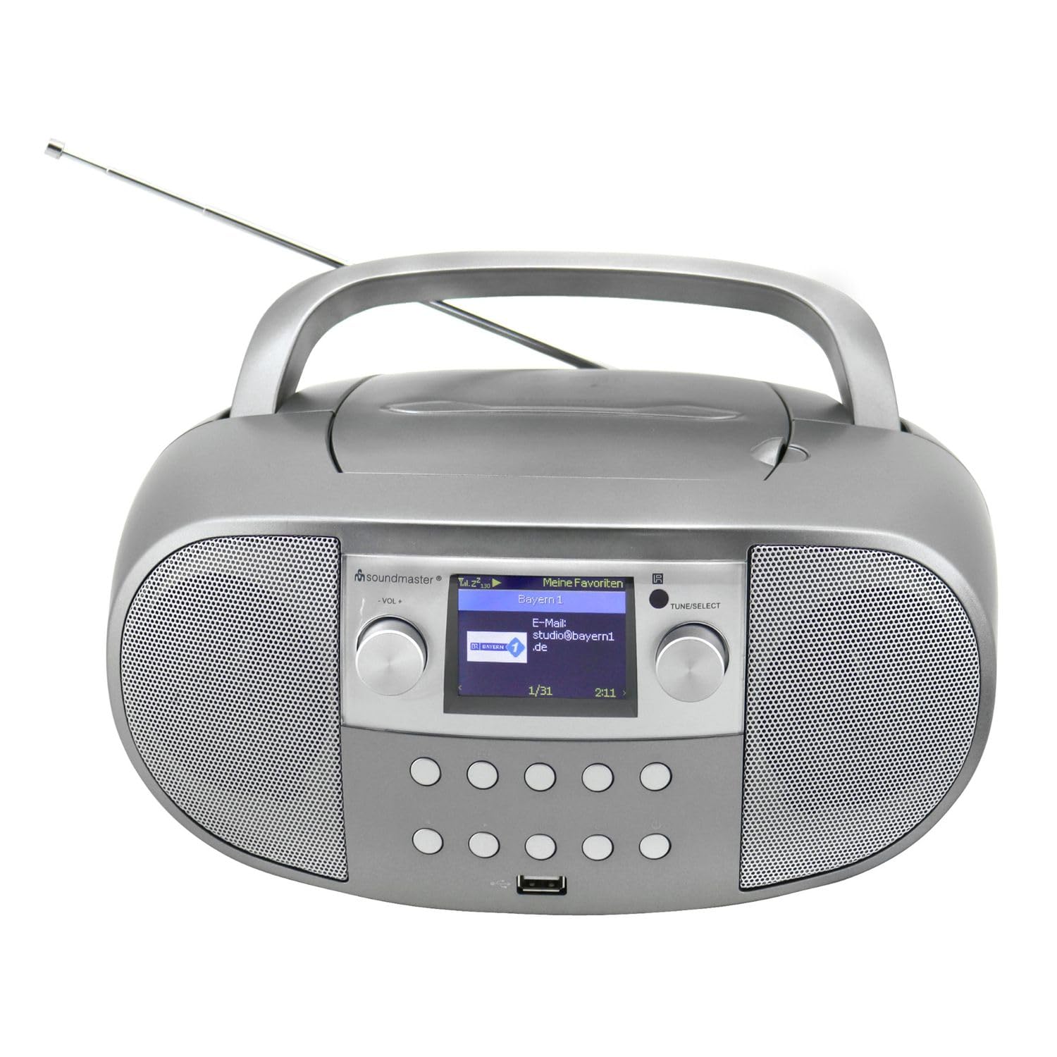 Soundmaster SCD7600TI Boombox Radio Internet WLAN Radio réseau DLNA Bluetooth Dab+ CD USB Fonction réveil MP3 Fonction Livre Audio Écran Couleur
