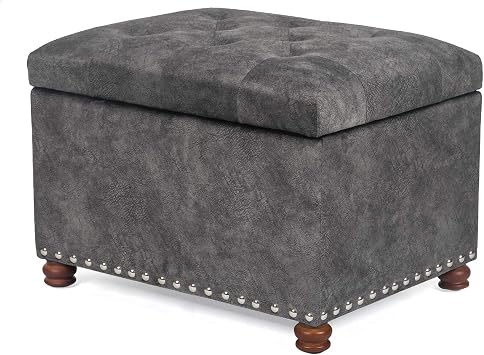 Joveco 24" Rectangular Ottoman with Storage for Living Room, Upholstered Storage Bench Foot Stool and Seat with Lift Off Lid, Coffee Table Footrest for Bedroom
