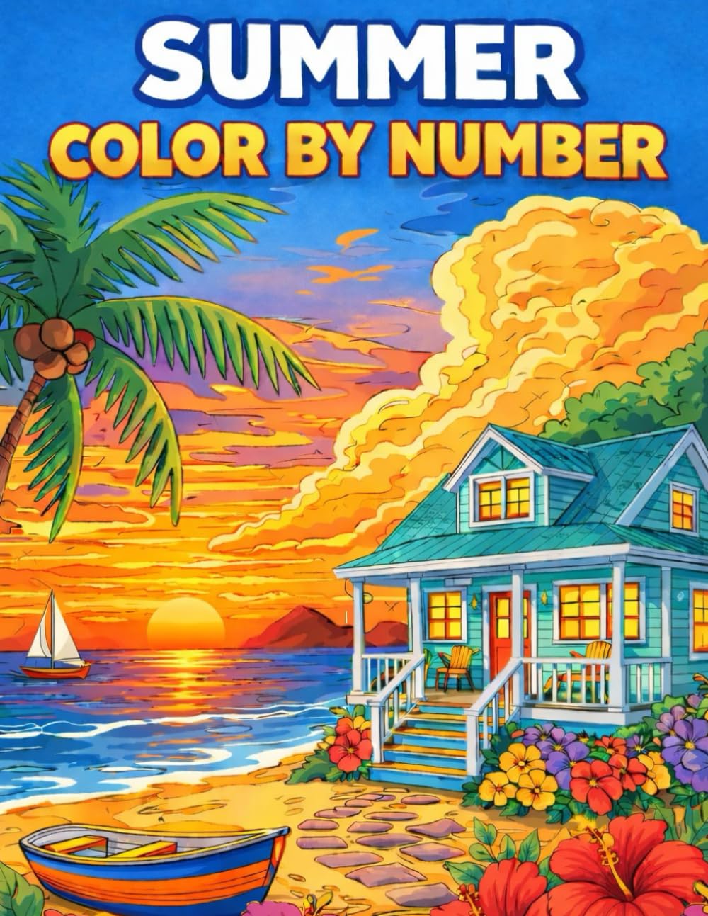 Summer Color By Number Coloring Book: Large Print Summer Season Coloring For Adults, Seniors and Kids