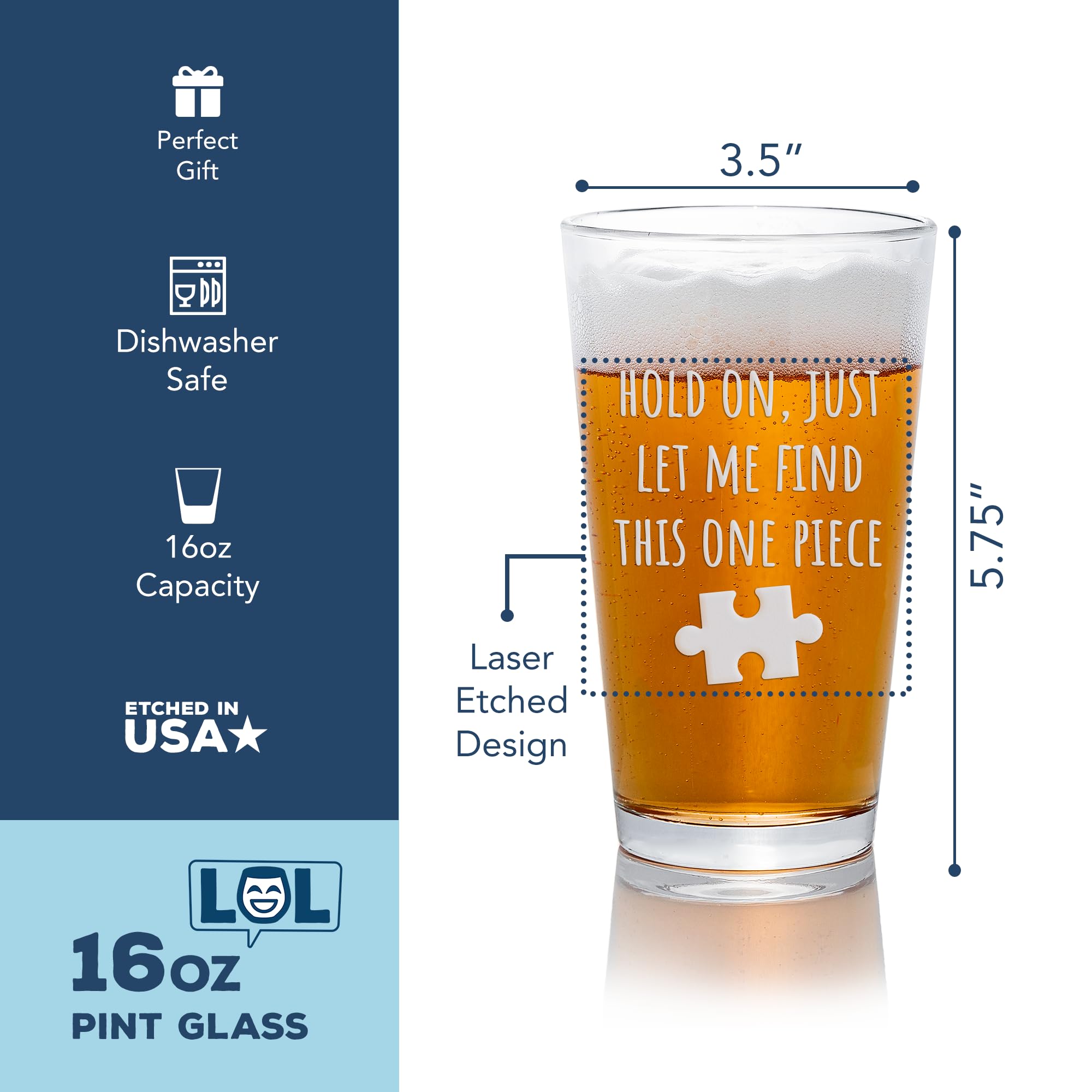 Find This Puzzle Piece Pint Glass - Unique Gift for Puzzle Lovers and Jigsaw Fans