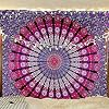 Bless International Indiase hippie, Boheemse, psychedelische mandala met pauw, voor wanddecoratie, beddengoed, tapijt…