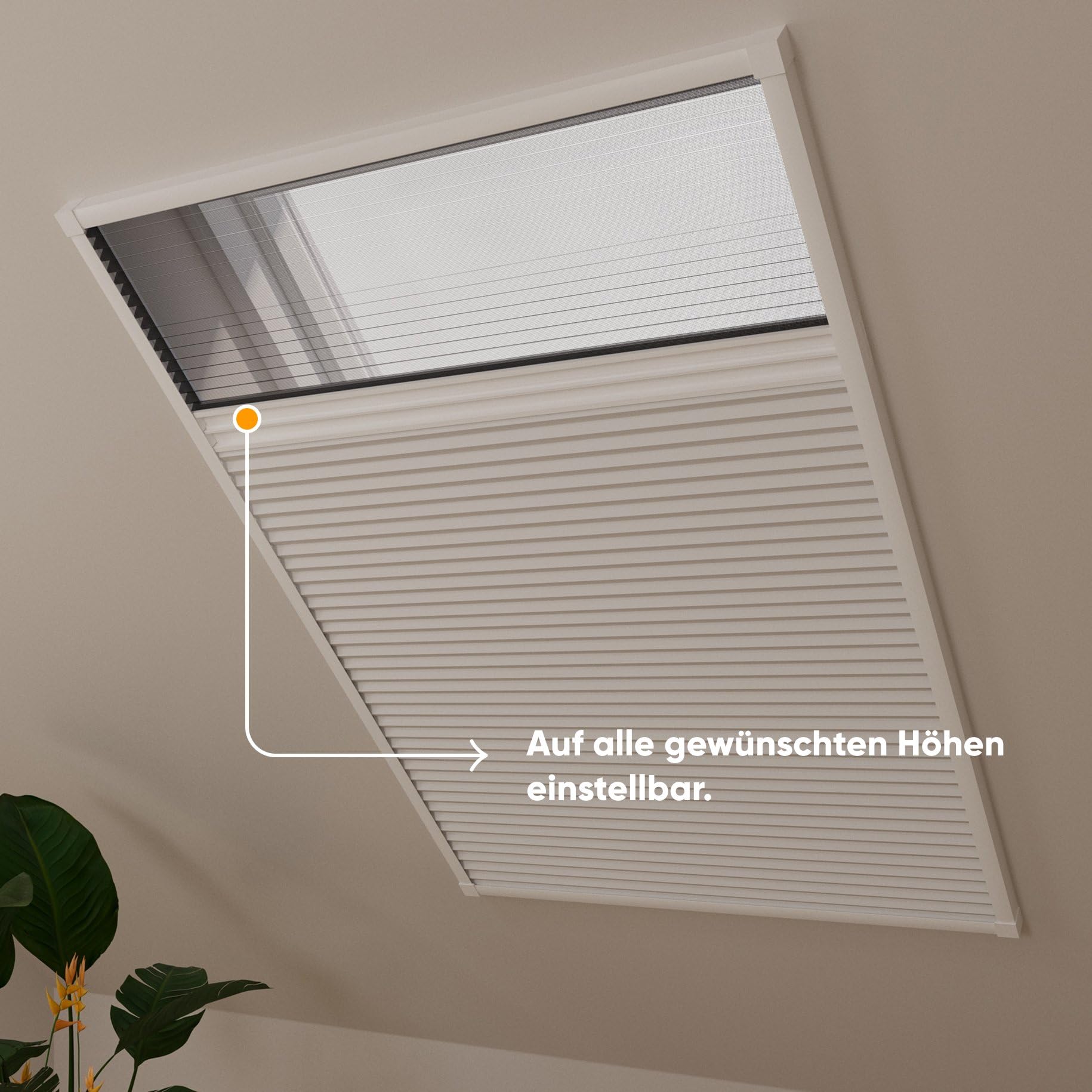 DTCH® Dachfenster Plissee mit Insektenschutz, weiß, 80 x 120 cm | Verdunkelung und Fliegengitter in einem, Wabenfalte silberbeschichtet, Hitzeschutz, Aluminium-Rahmen, kürzbar
