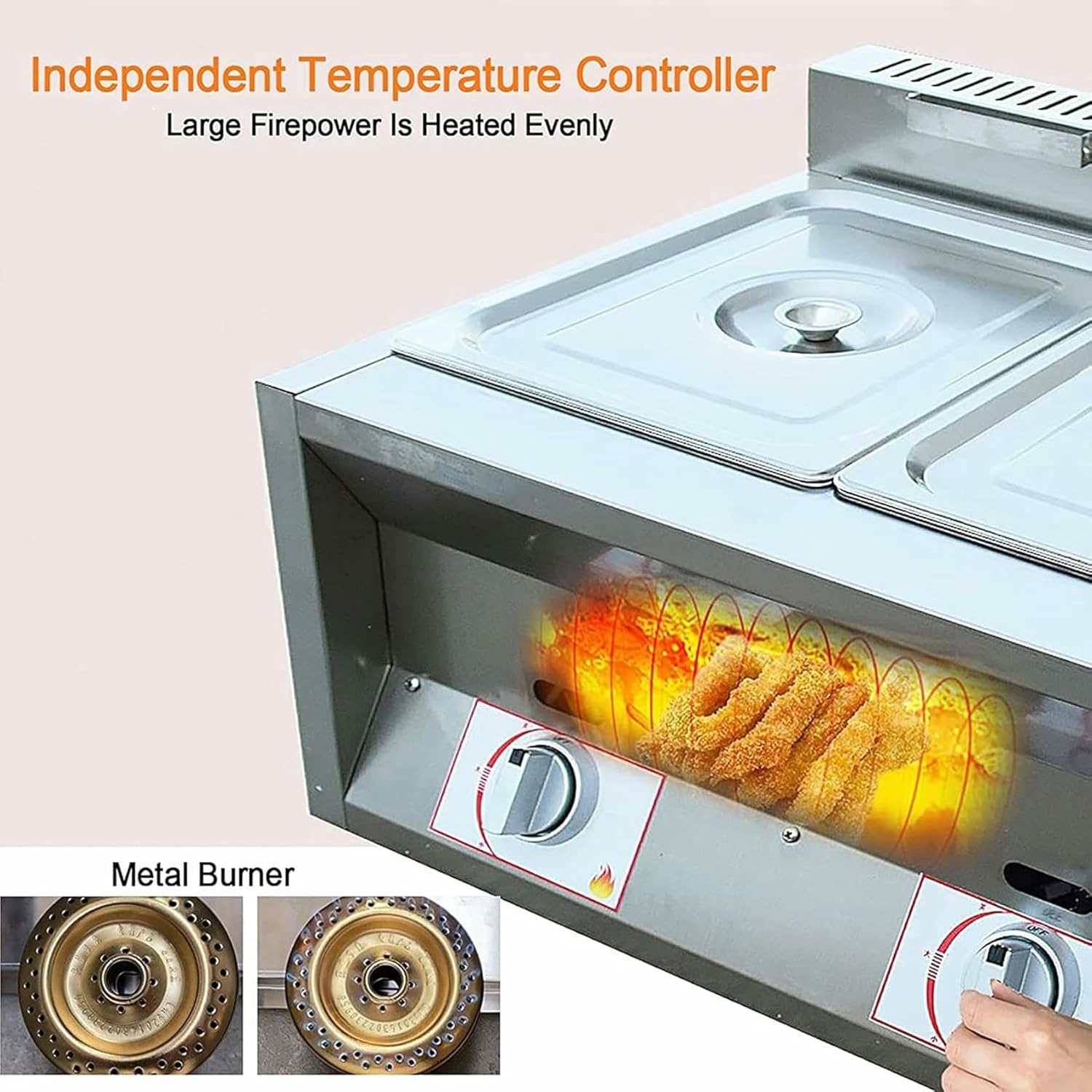 6L/12L Deep Fryer Commercial Stainless Steel Countertop LPG Gas Fryer, with Basket and Lid, Chicken Chips Fryer for French Fries Restaurant Home Kitchen~/