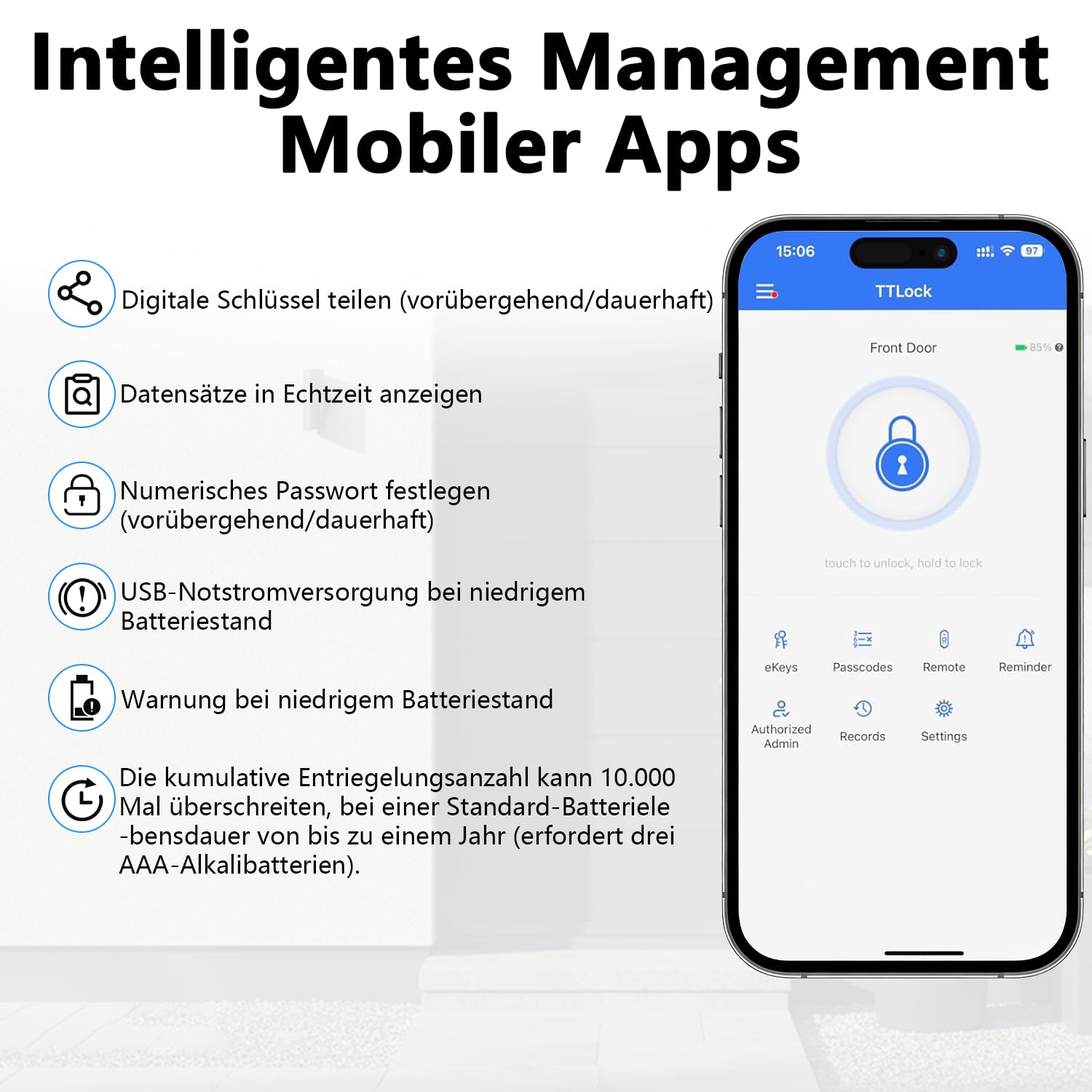 Cassetta portachiavi intelligente, elettronica con codice numerico esterno, Bluetooth a parete con numeri a 6 cifre, impermeabile, cassaforte per casa, garage, appartamento, vacanze