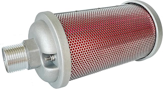 X10 XY-10 Air Compressor Muffler 1" NPT Male, Air Exhaust Silencer for Compressor Dryer Compressed Air Equipment and Systems, Single Chamber 145 PSI