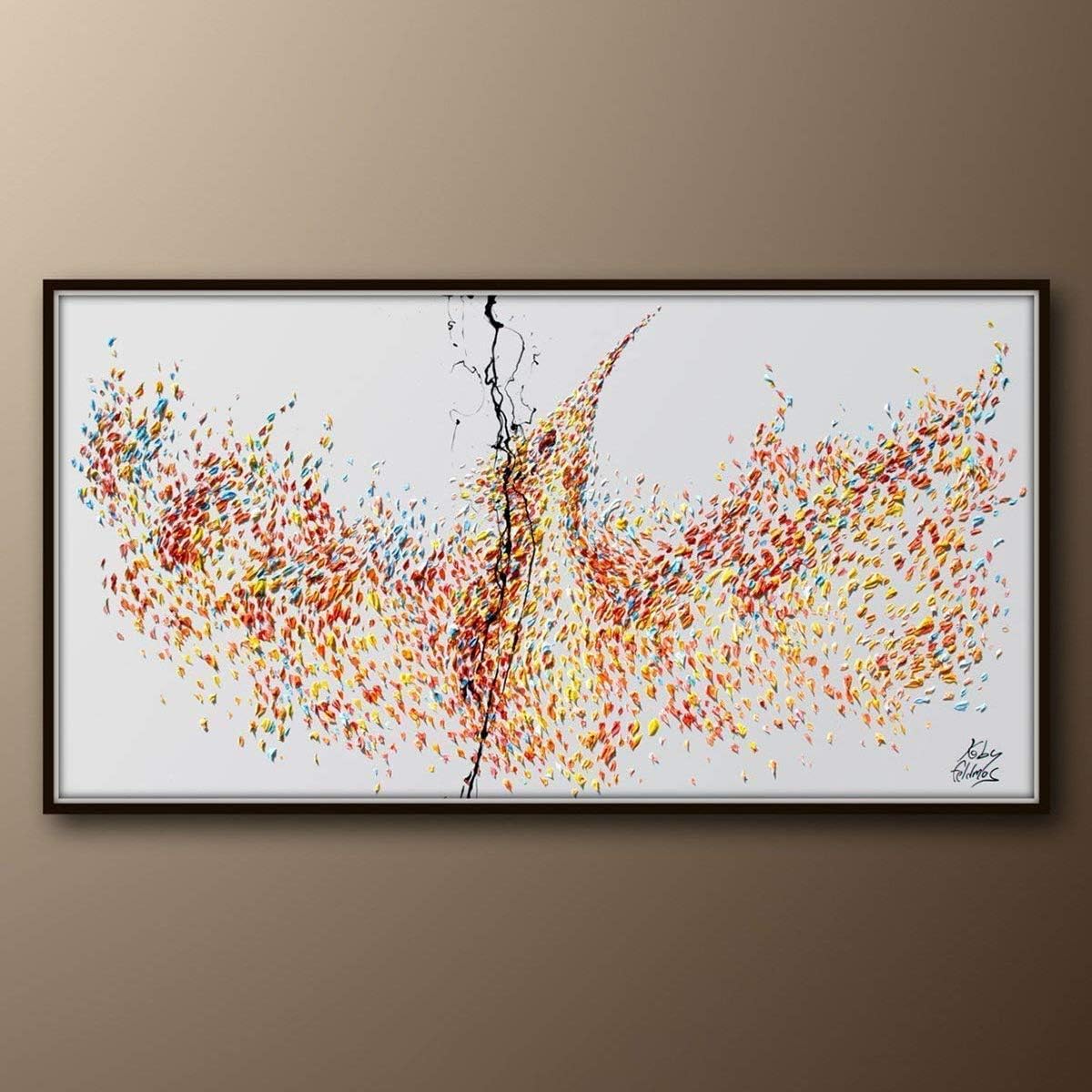 Phoenix 67" Painting, Original Hand made Painting on Canvas, Hot color tone painting, Thick oil Layers, Amazing Looks! By Koby Feldmos
