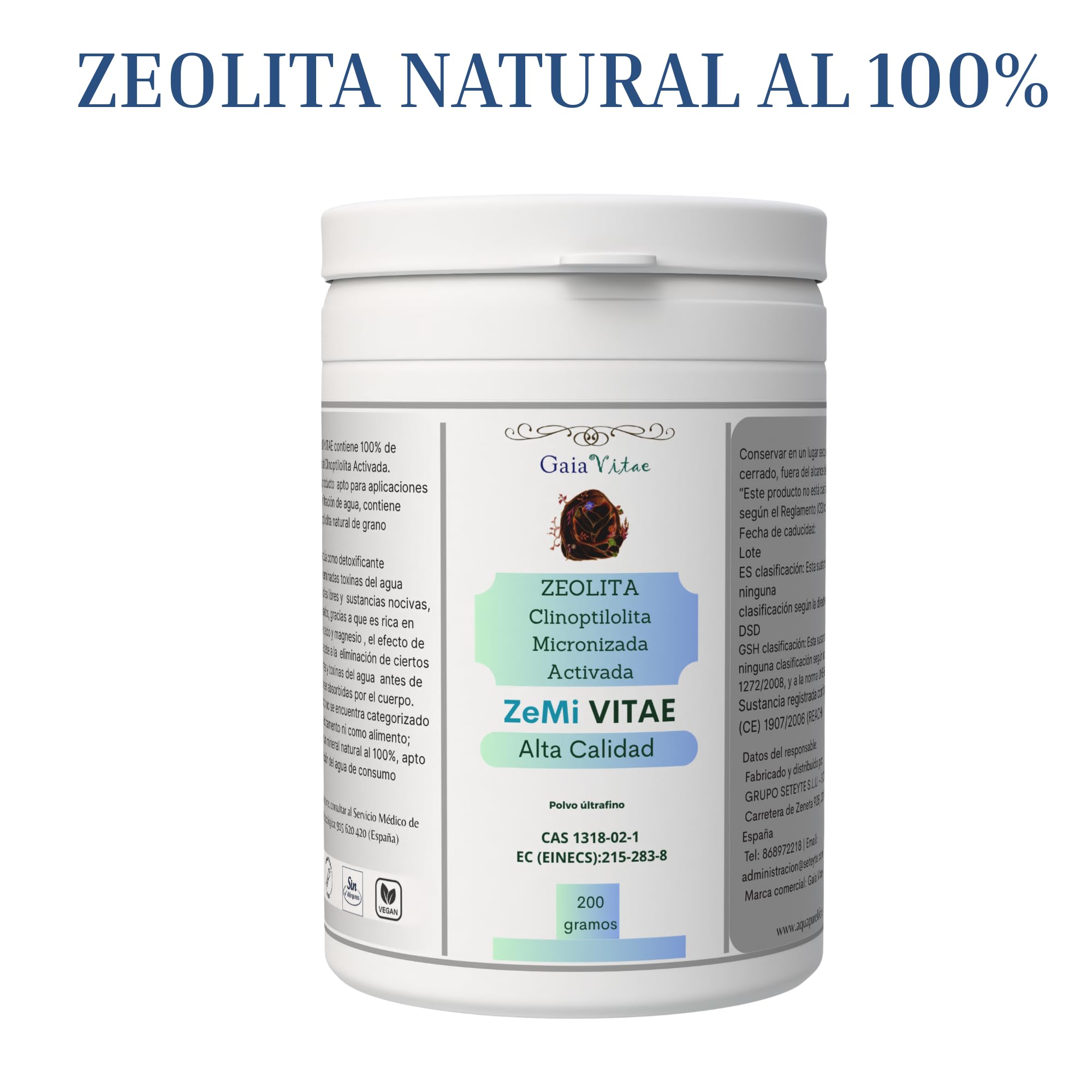 Gaia VITAE® Zéolite Clinoptilolite micronisée activée - Poudre ultra-fine < 20 µm - 100% naturelle - Haute pureté - 200 g / 400 g