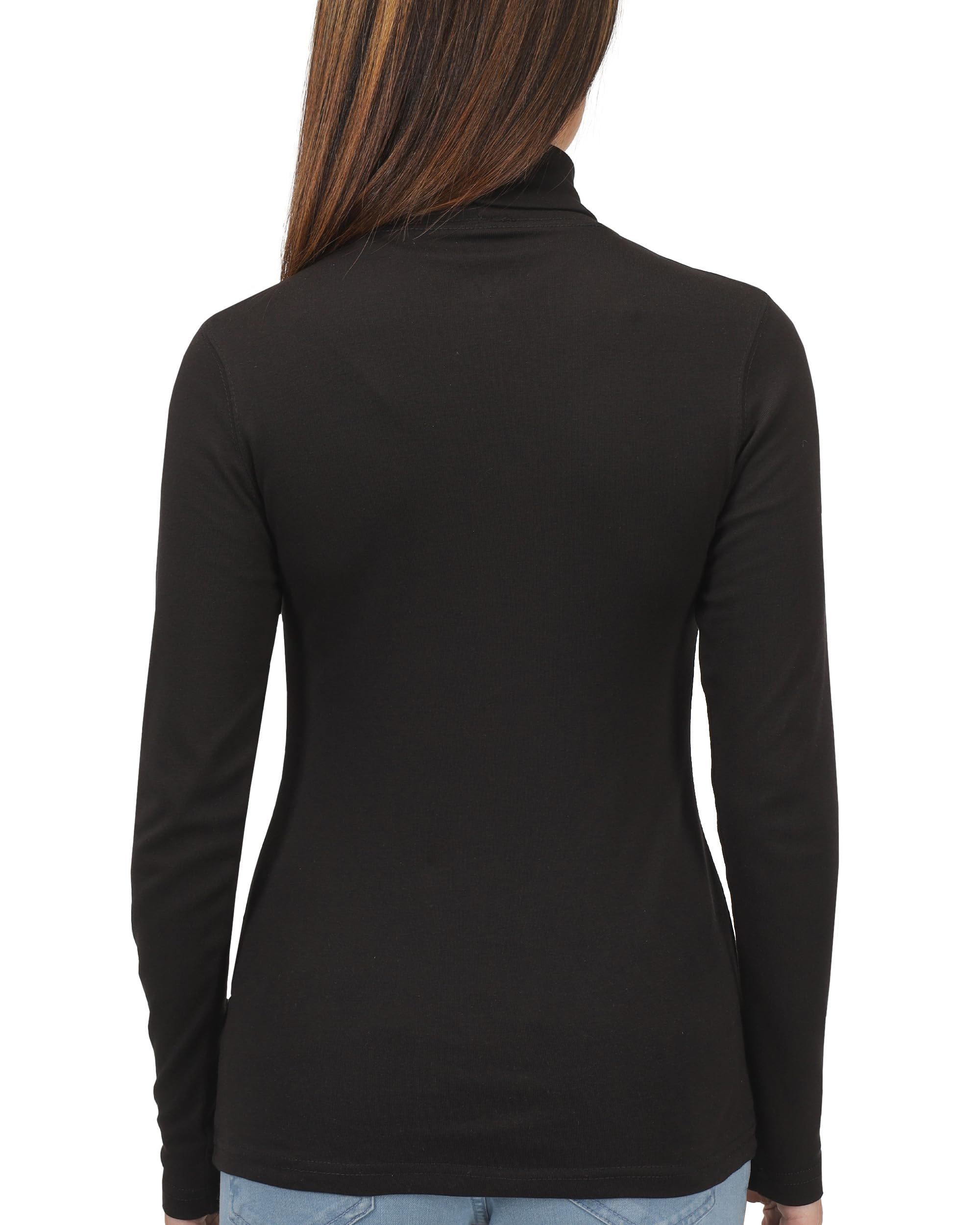 NY Threads Paquete de 3 camisetas de manga larga con cuello alto para mujer, ajustadas, térmicas, cuello alto, para mujer