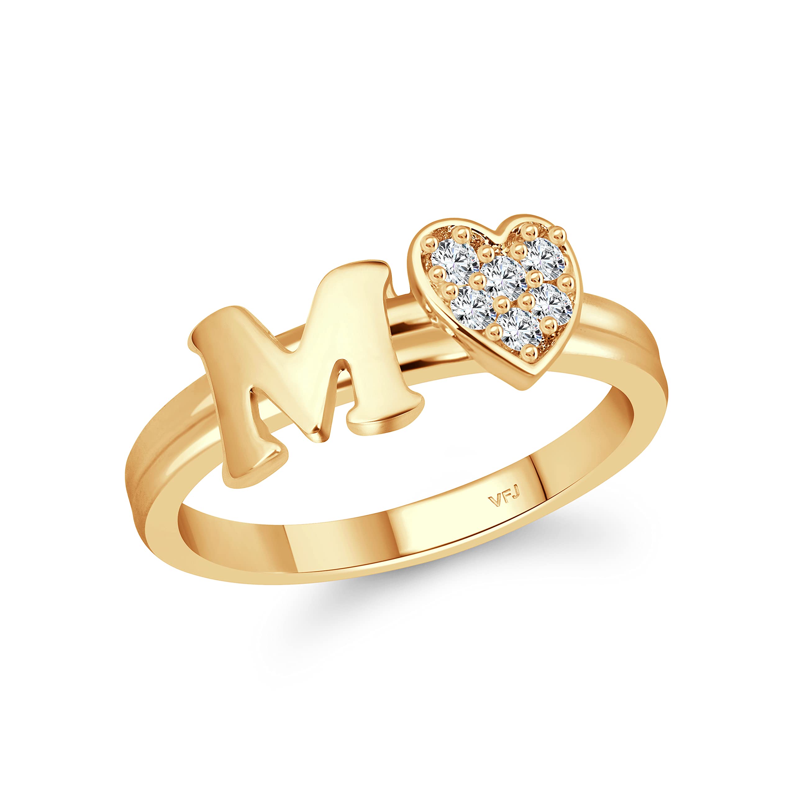 Vighnaharta valentine day gift valentineday gift for her gift for him gift for women gift for men cz alloy Gold plated Valentine collection Initial  M  Letter with heart ring alphabet collection for women and Girls (B0BTJV67JP) Amazon Price History, Amazon Price Tracker
