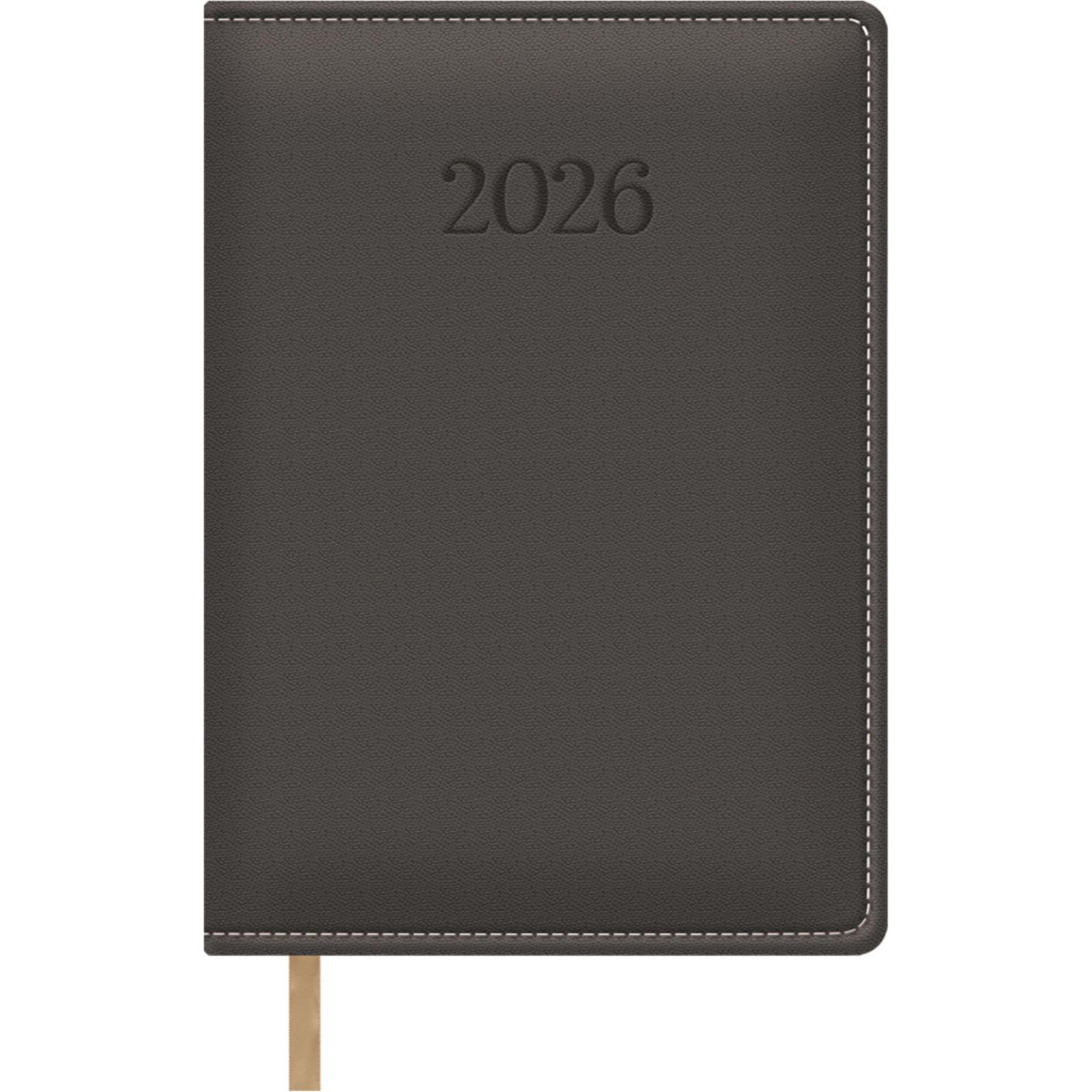 Dohe - 2026 Diary - Day Page, A5 (15 x 21 cm), Soft Leatherette Hardcover, Bookmark, 12 Months January to December, Yearly Planner in Spanish - Bologna Grey