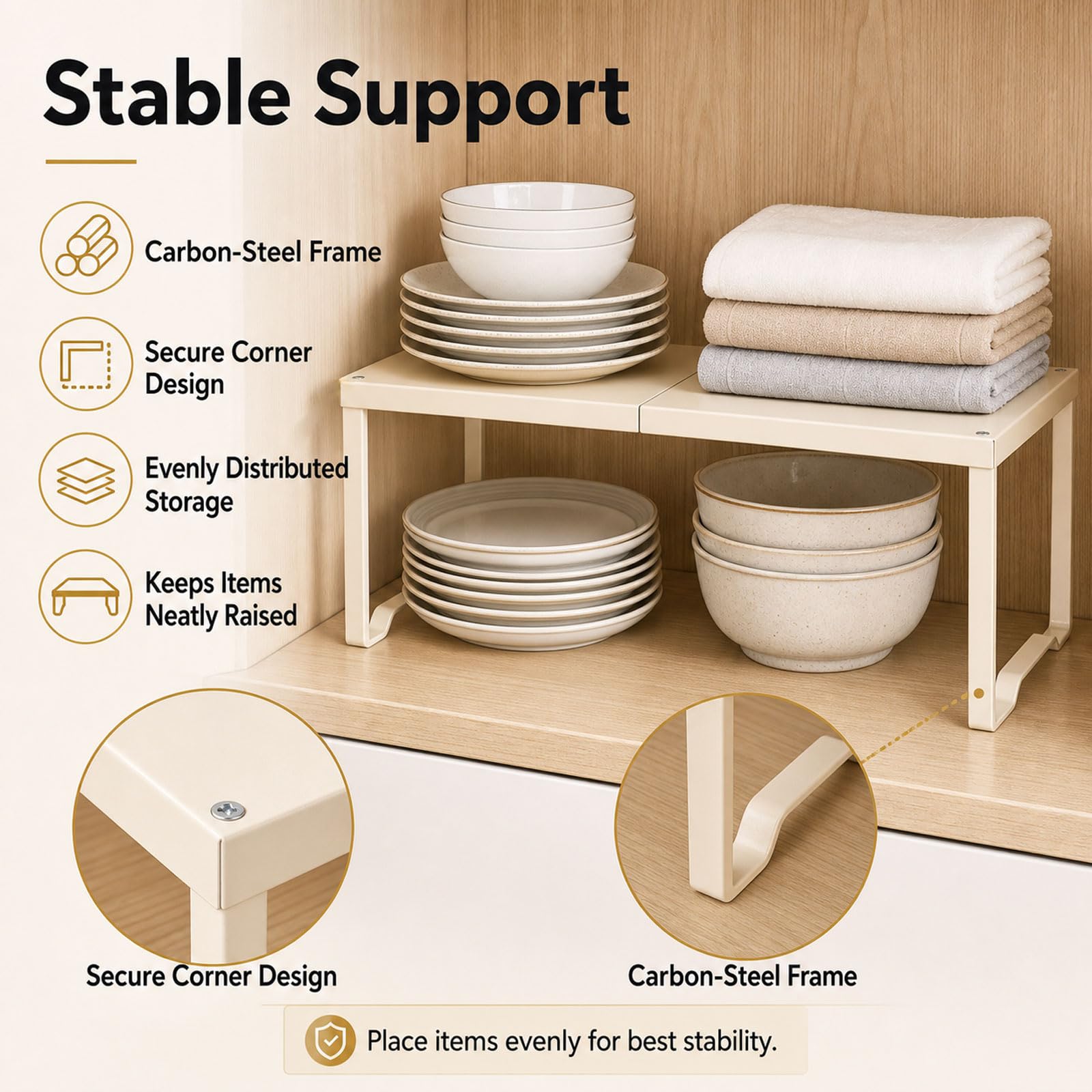 Extensible Armarios Telescópicos Separador,Organizador de Armario Extensible y apilable,Estante De La Tensión del Armario,Separador de estantes telescópico,para Armario,Cocina,baño