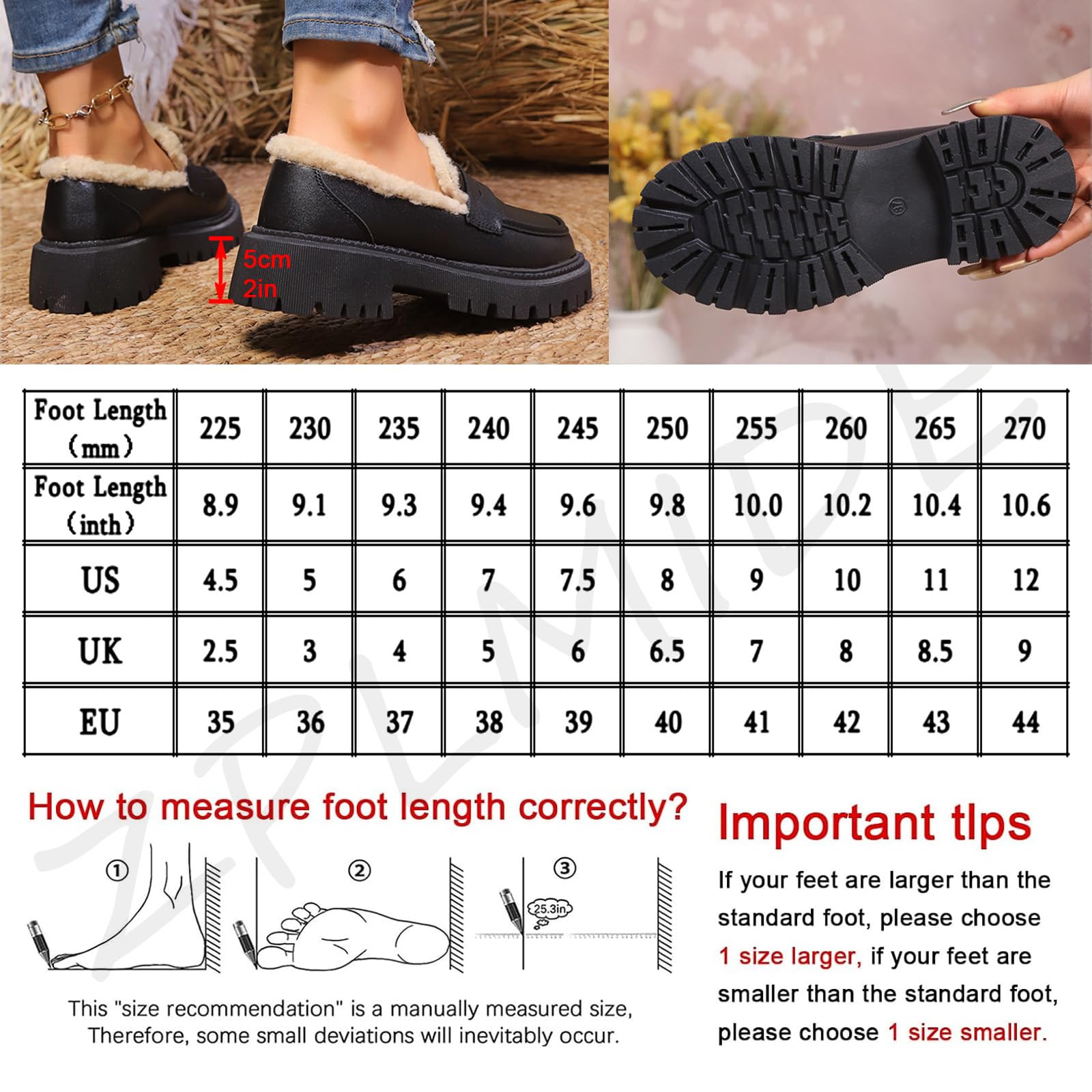 Mocasines de piel con forro de lana para mujer, suela gruesa, suaves, cálidos, sin cordones, tacón grueso, mocasines de tacón grueso, vestido de negocios, trabajo
