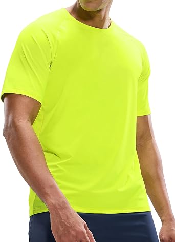 MIER Mens Dry Fit Workout Running T-Shirt Raglan Sleeves Lightweight