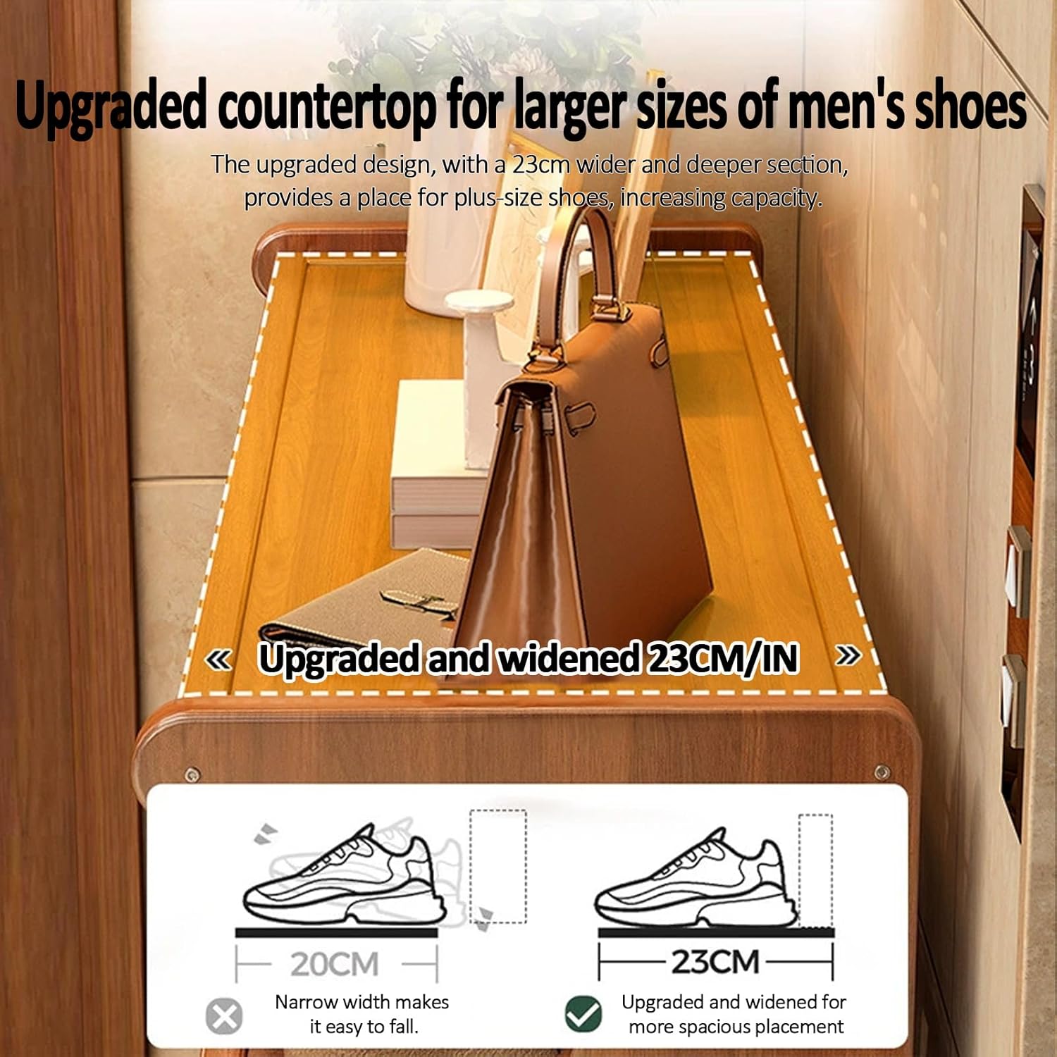 Wooden Shoe Storage Shelves Simple Shoes Storage Rack Stackable Multifunctional Front Door Shoes Racks Household Closet Shelf, for Narrow Closet, Entryway, Hallway,3 Layer,L: 100cm/39.3in