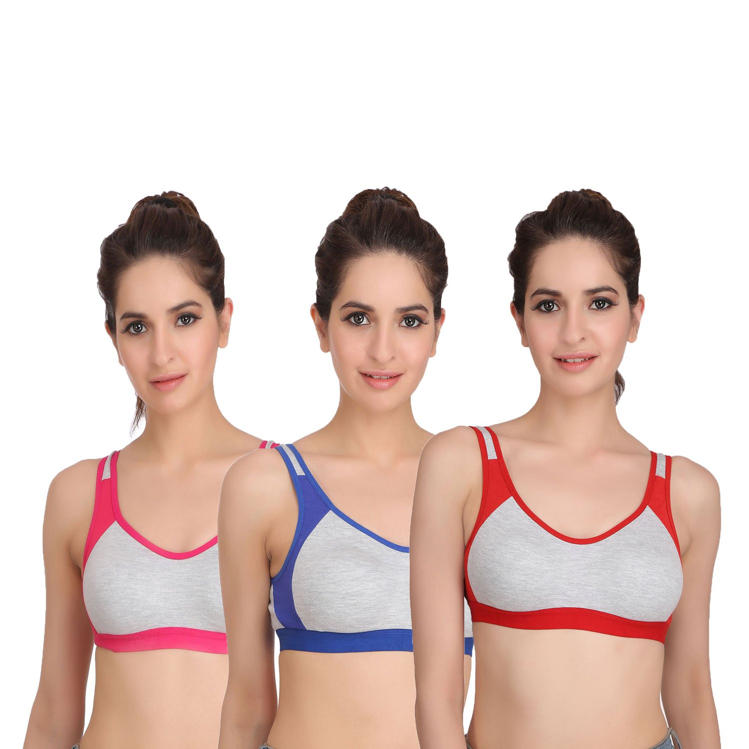 Cotton Sports Bra for Women/Girls Stretchable Non-Padded and Non-Wired Full Coverage Bra for Gym,Yoga,Running,Daily Workout, (Pack of 3)-image-40