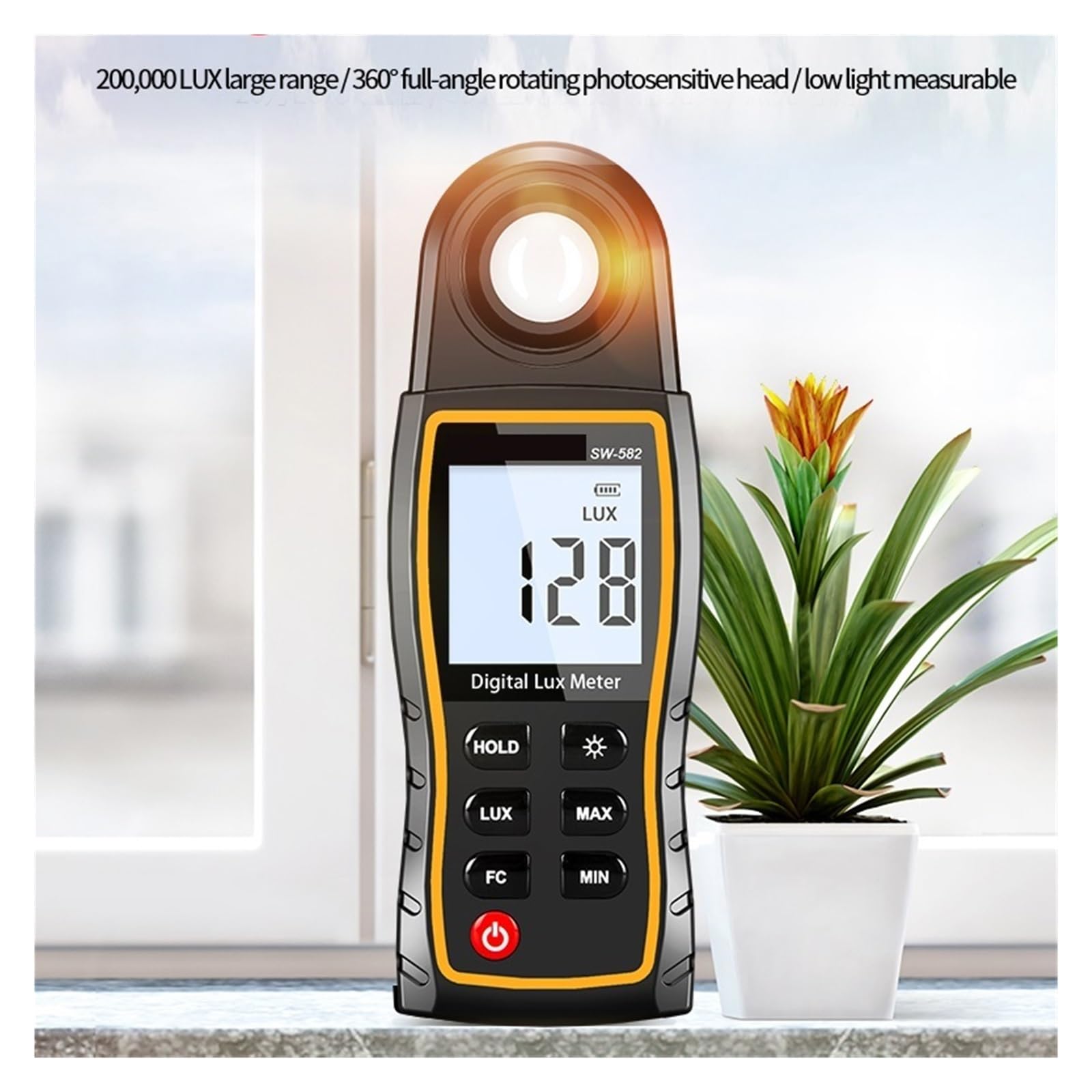 Medidor De Lux Digital SW-582 Luz 199.900 Sensor Giratorio Lux/FC Iluminómetro Alta Precisión Fotómetro Probador Amplio Rango, Alta PrecisióN