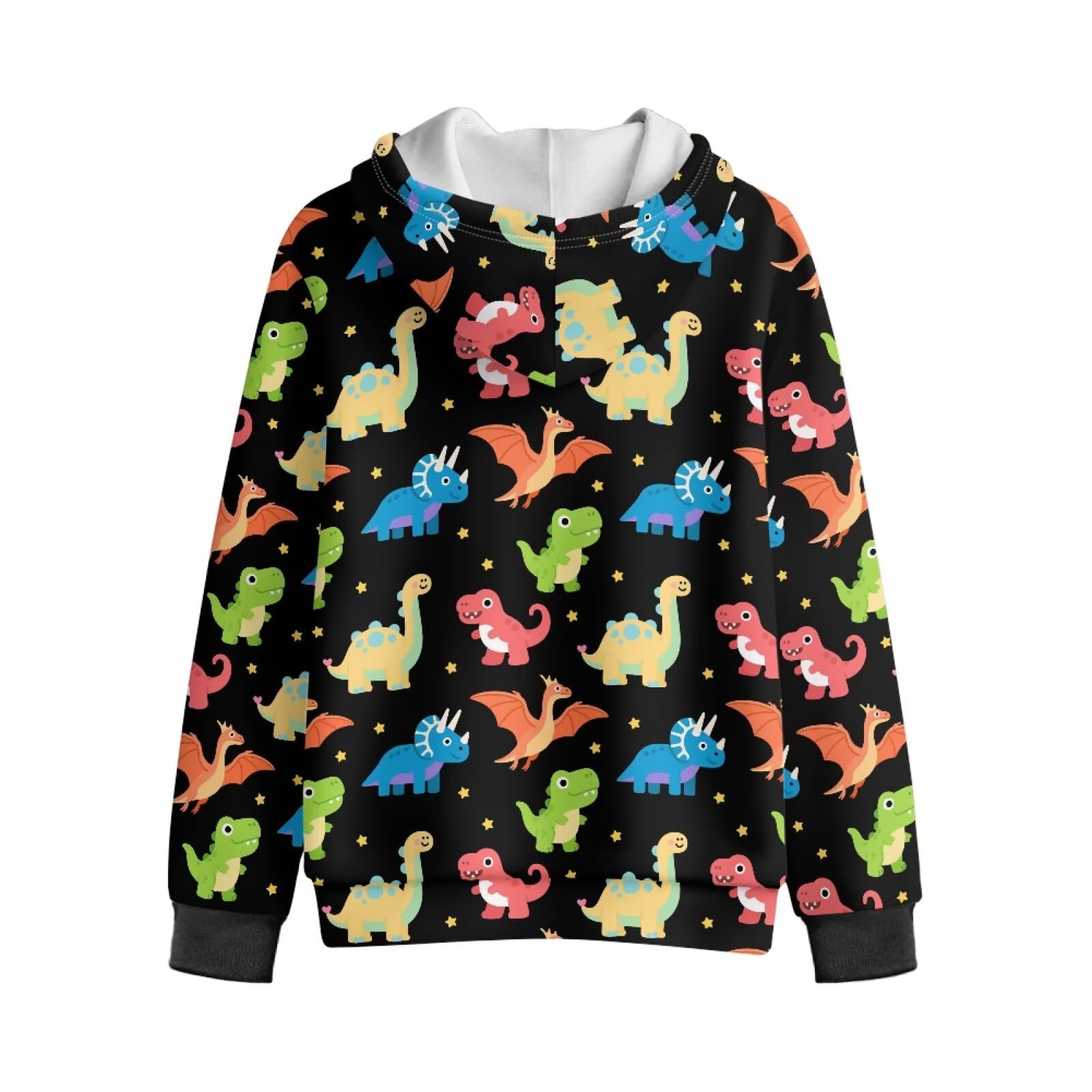 Biyejit Mädchen-Kapuzenpullover mit Reißverschluss, Fleece-Pullover, Sweatshirt, langärmelig, PE, Schulpullover für Reisen, Alltag, S-XL, Dinosaurier, 11-13 Years