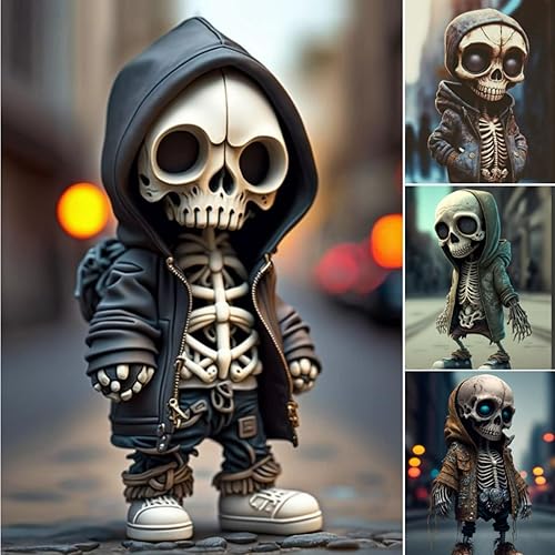 Miniatura 5 de Goderat Figuras de esqueleto geniales, bonita estatua de esqueleto de Halloween, decoración conmemorativa coleccionable, personalidad única, mini