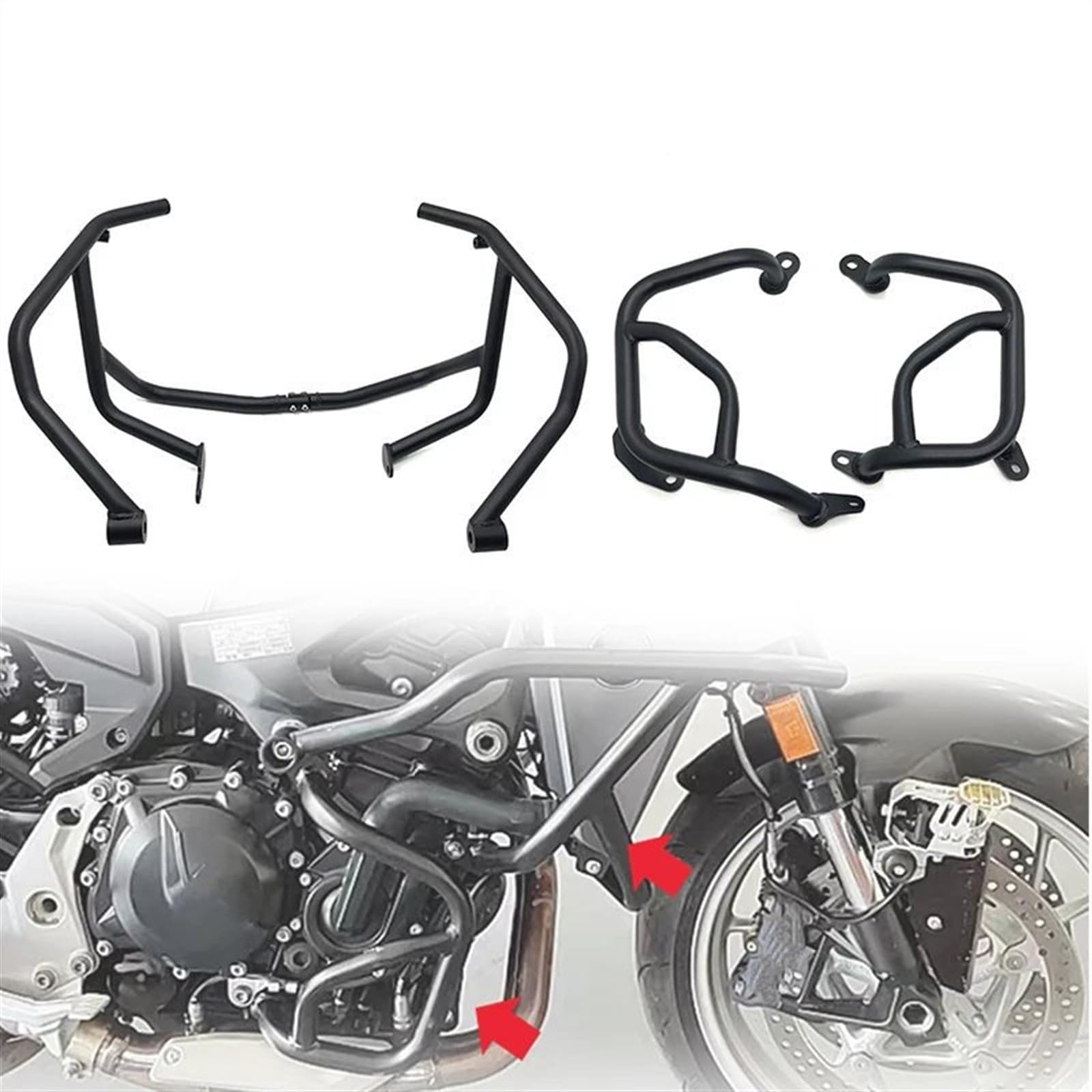Moto Crash Bars pour BMW pour F900R pour F900XR pour F900 XR 2020 2021 2022 2023 Moto Moteur Garde Crash Réservoir Bar Pare-Chocs Carénage Cadre Protecteur Moto Autoroute Crash Bar(Black Upper)