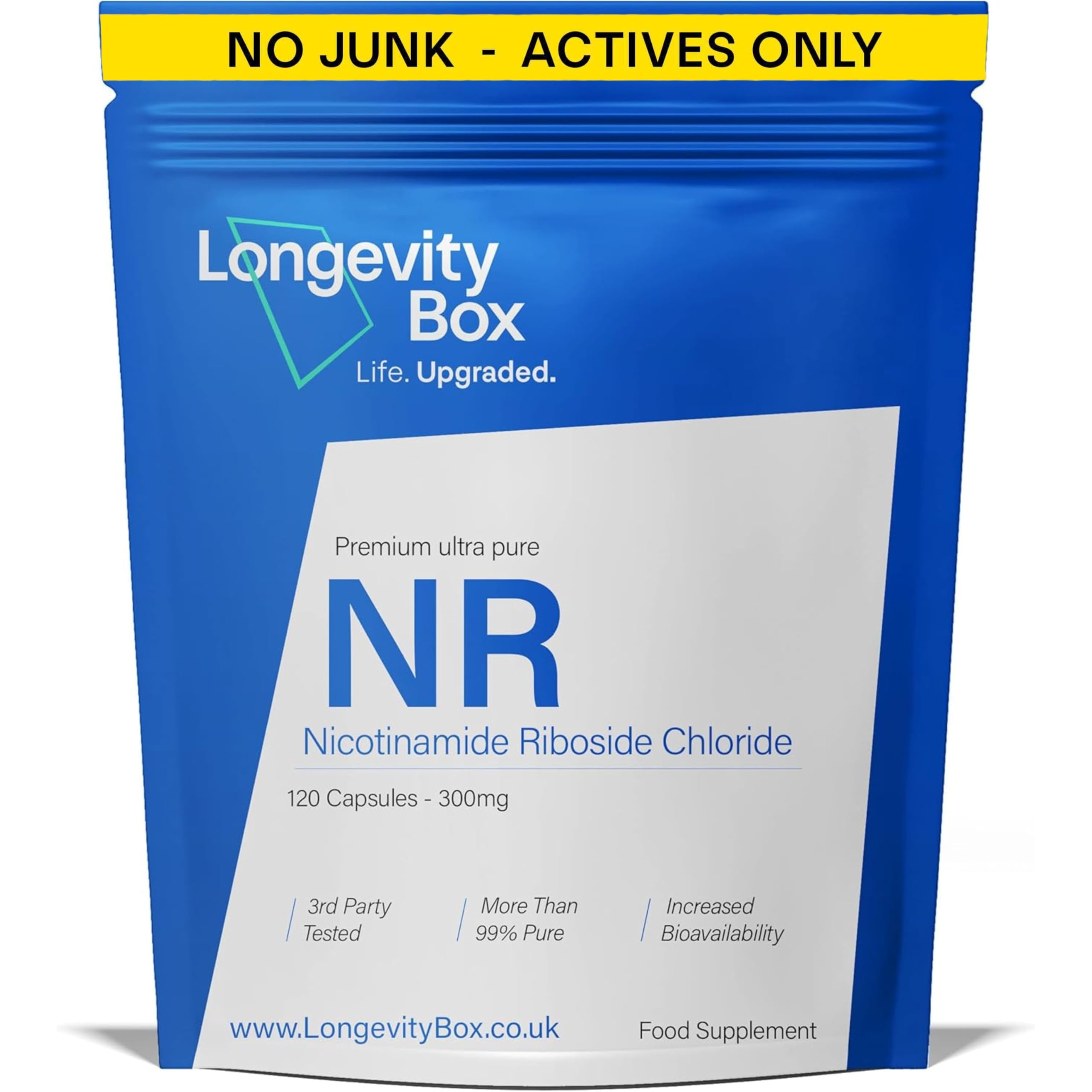 NR 300 mg, 120 capsule vegane, nicotinamide riboside pura al 99%, per il supporto NAD+, l'energia, il metabolismo cellulare, la funzione cellulare e un invecchiamento sano