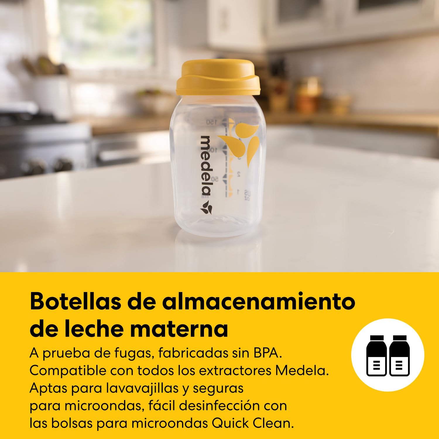 Medela kit todo en uno para almacenamiento de leche materna con biberones de 150 ml, Easy Pour y reutilizables, bolsa para microondas Quick Clean y nevera portátil con placa de refrigeración moldeada