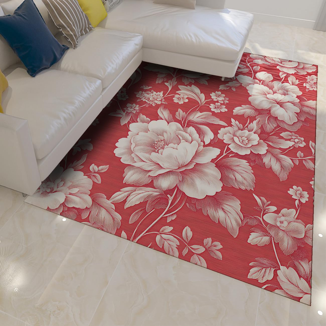 Tapis floraux orientaux 160x230cm de style chinois retro a poils bas