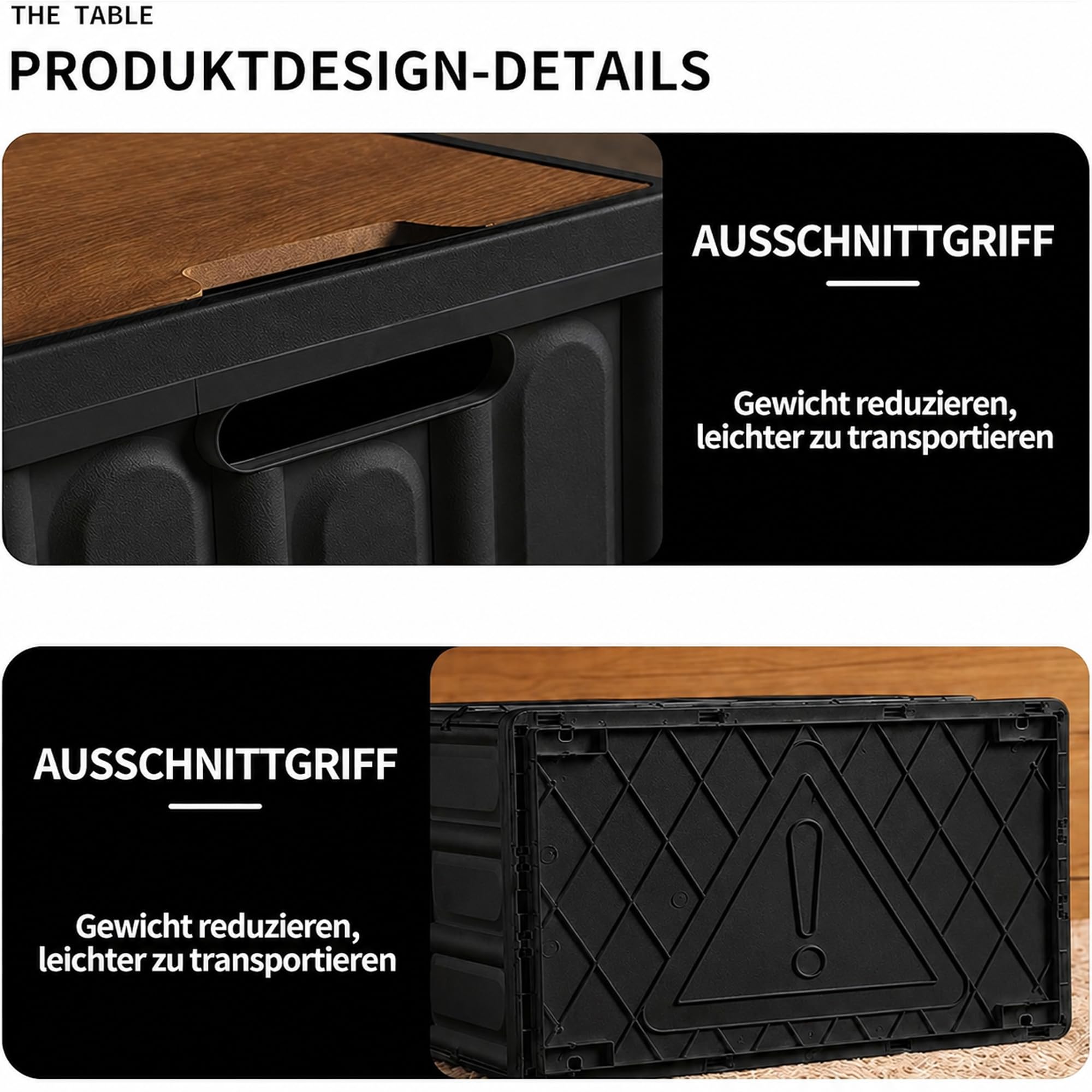 Klappbox Faltbar Stabil Plastik Faltbox, 56 Liter (2, Schwarz)