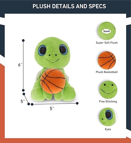 Miniatura 3 de DolliBu Animal de peluche de tortuga marina verde con felpa de baloncesto, tortuga marina suave y abrazable, adorable juguete de peluche, juguete de