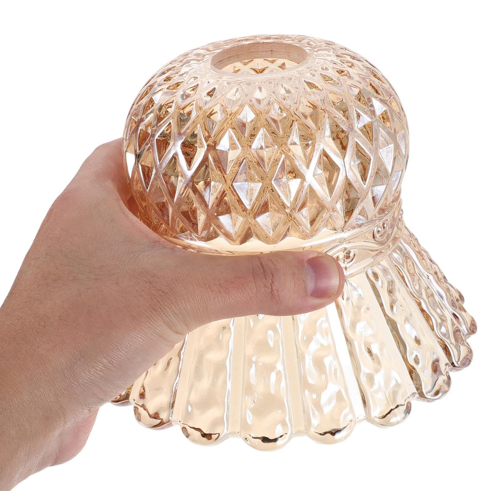 Ciieeo Abat-jour en Verre Vintage pour Lampe de Table Petit, Bord Festonné, Facile à Nettoyer, Compatible Flexible, pour Salon ou Chambre
