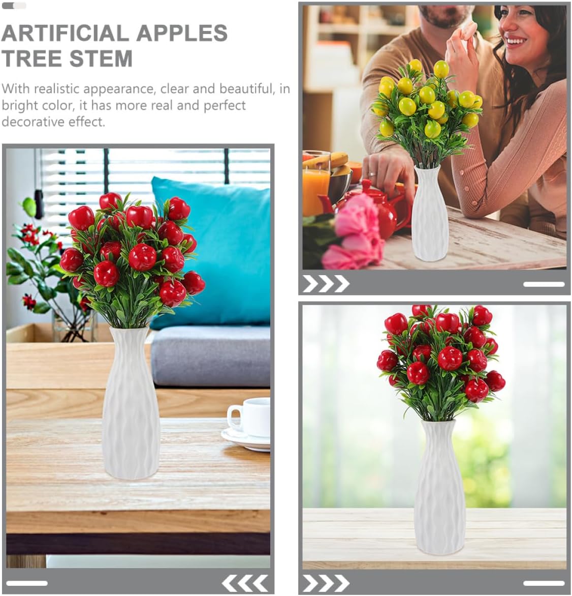 4pcs Artificial Fruit Branches Set – Lifelike Orchard Fruit and Lemon Stems, Faux Decorative Artificial Stems for Home Décor, Kitchen, Party, and Floral Arrangements