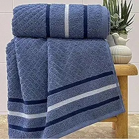 Toalha Banho Gigante Algodão Luxo Macia Alta Absorção Felpuda Premium Fio Penteado Hotel Spa Cor Azul