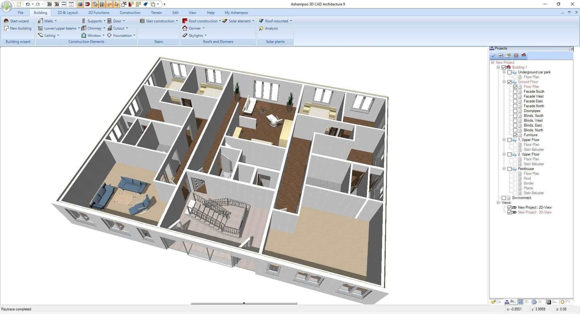 3­D CAD Architecture 14 - 3D home planner for floor plans, rooms, roofs for Windows 11, 10