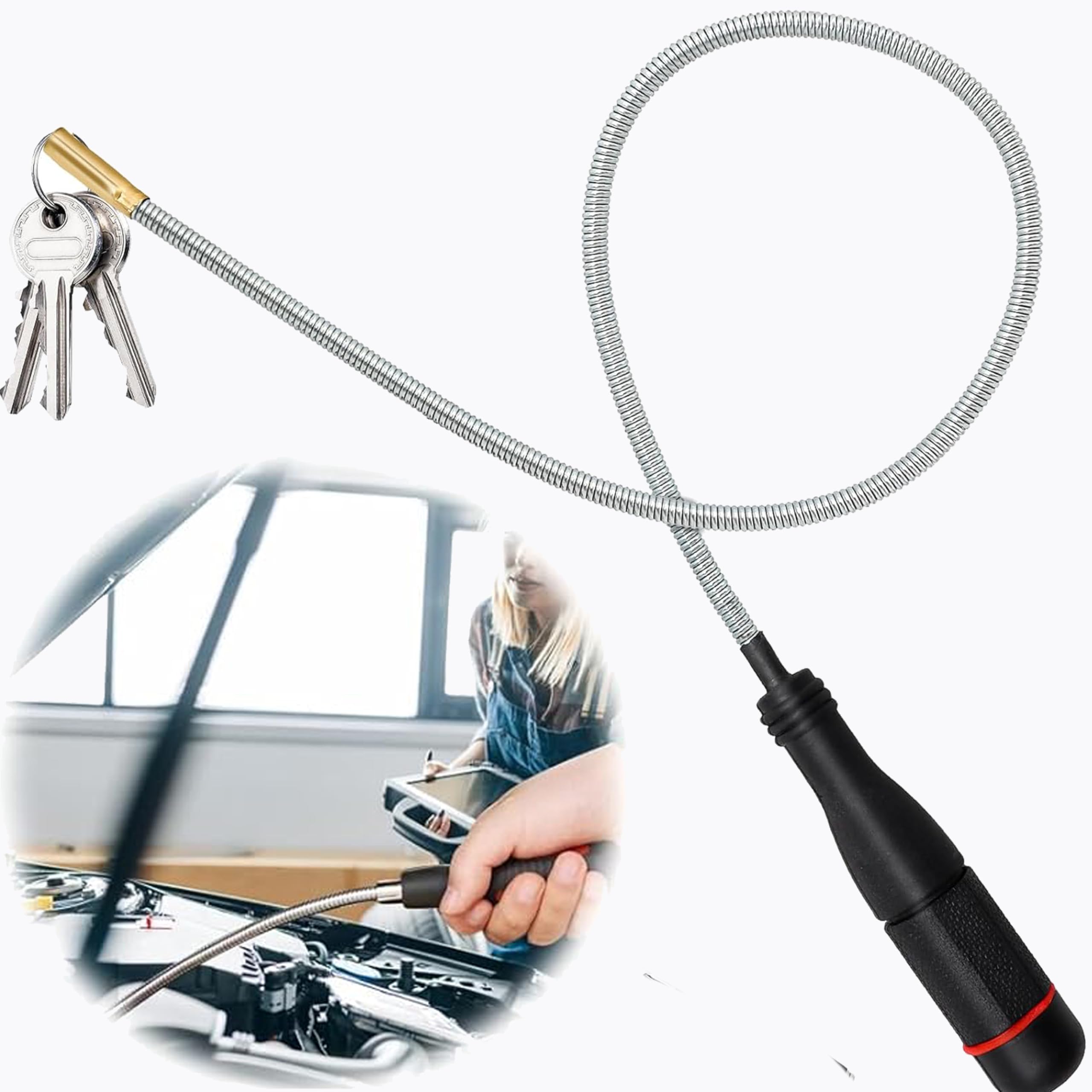 Hufhnwso 1Pcs-3Lb Magnetic Pickup Tool, 3Lb Extendable Magnetic Pick Up Stick With Flexible Bendable Head, Portable Telescopic Magnet Grabber For Picking Up Small Metal Parts, Screws, Nuts