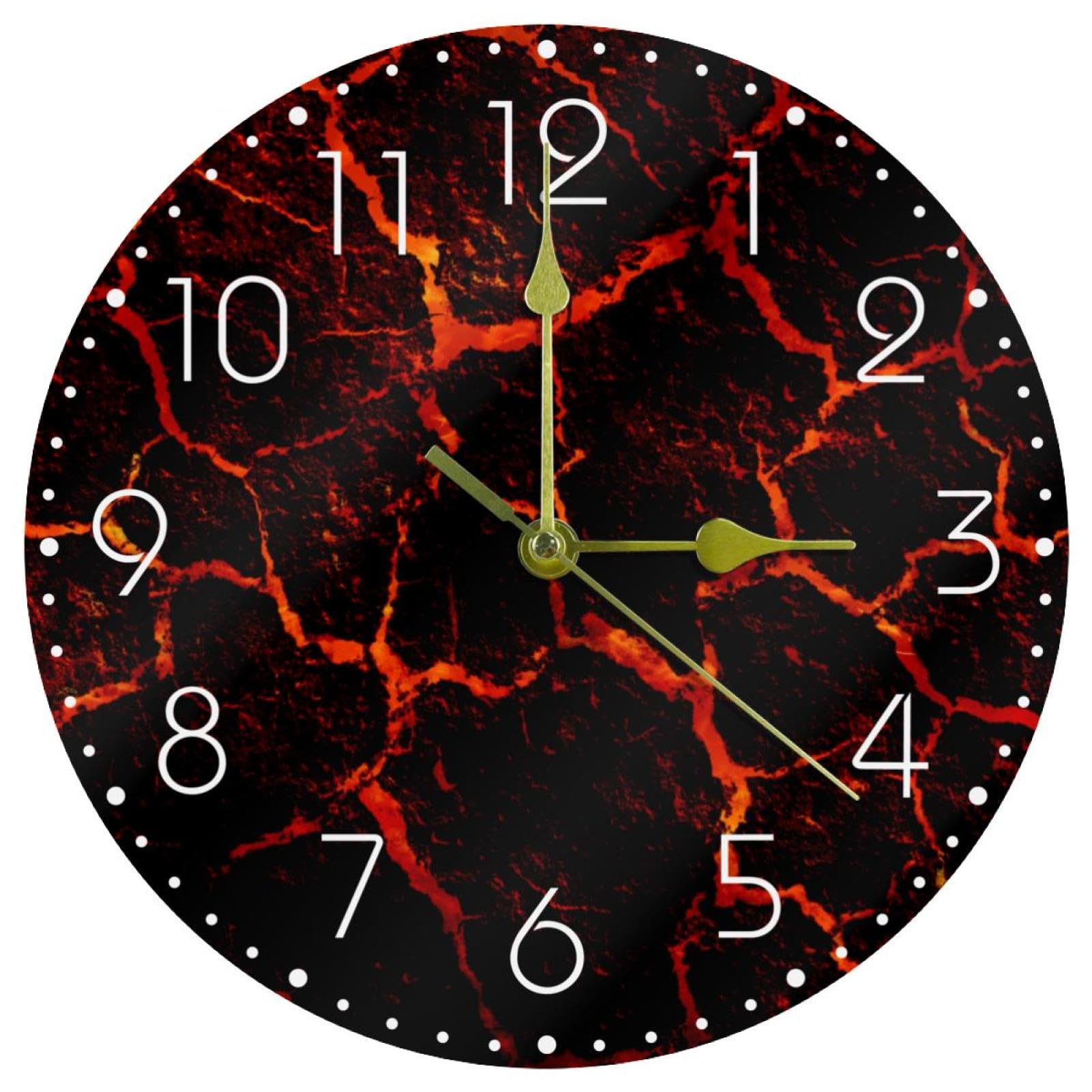 Horloge murale silencieuse pour chambre à coucher au design de lave volcanique relaxant