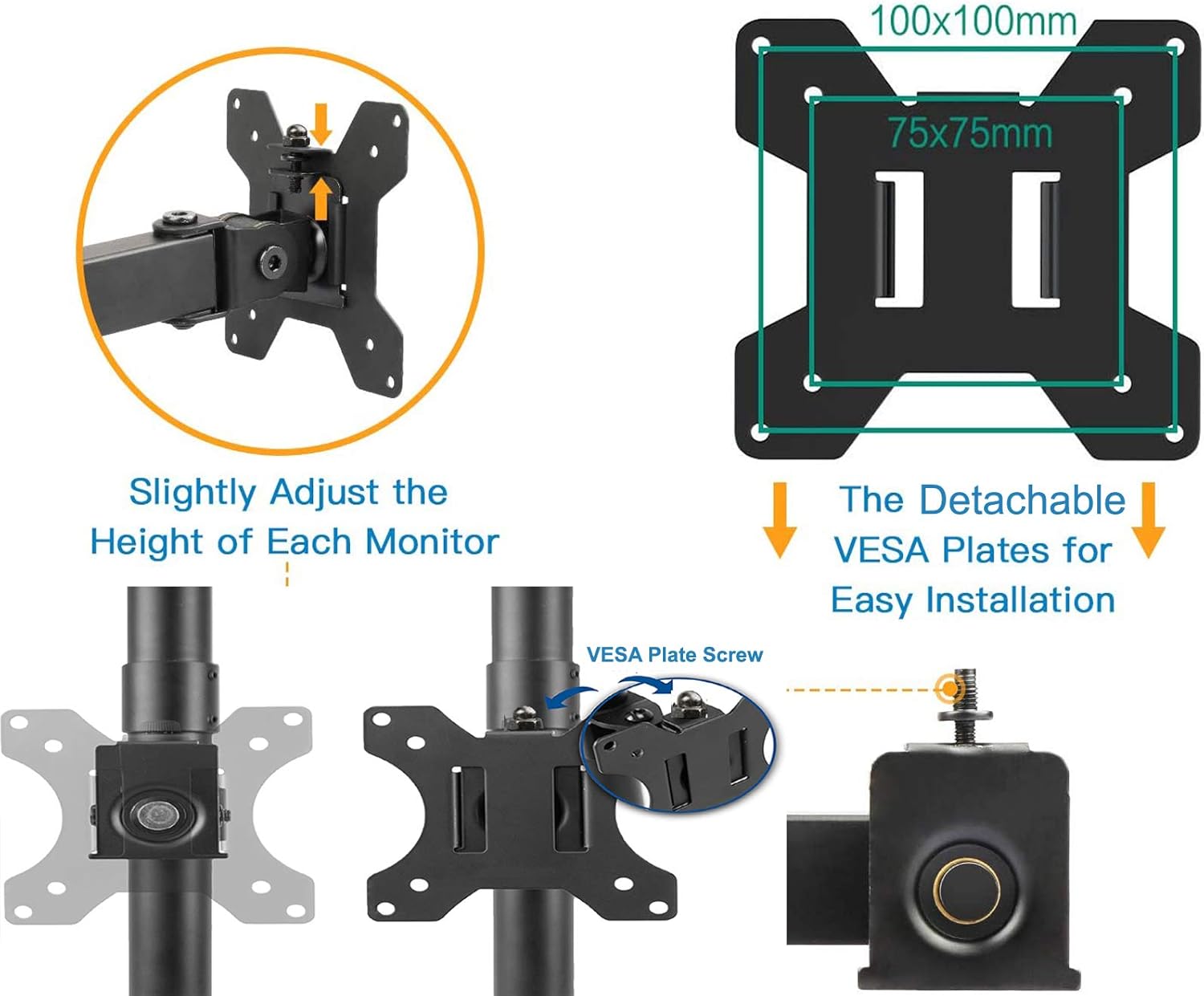 🔥 Cashback up to 70% FORGING MOUNT Dual Monitor Stand - Vertical Stack Screen Free-Standing Holder LCD Desk Mount Fits Two 13 to 32 Inch Computer Monitors with C Clamp Grommet Base,VESA 75 100 Compatible