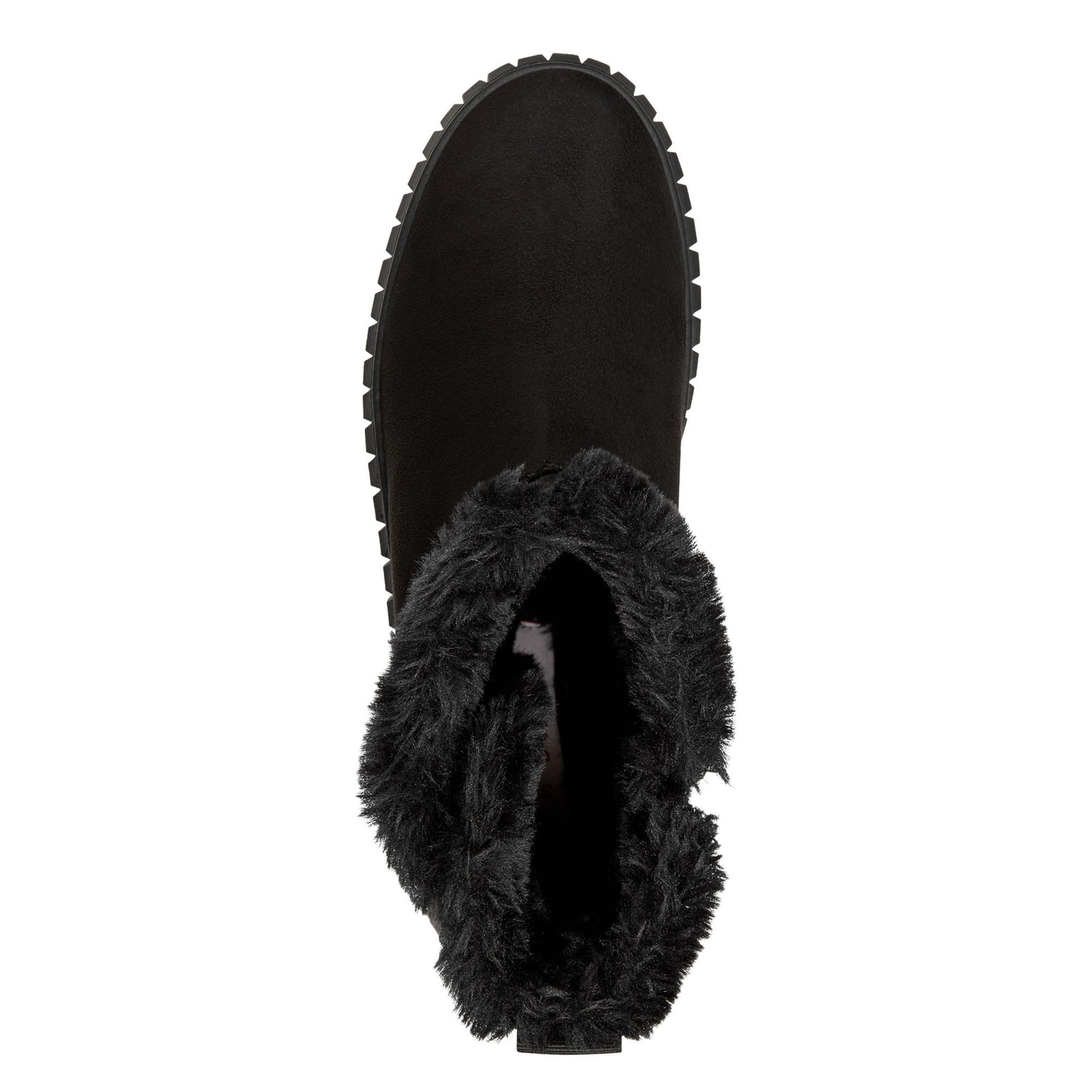 s.Oliver Damen Stiefelette Plateau Vegan mit Plüsch Warmfutter 5-26418-41, Größe:38 EU, Farbe:Schwarz