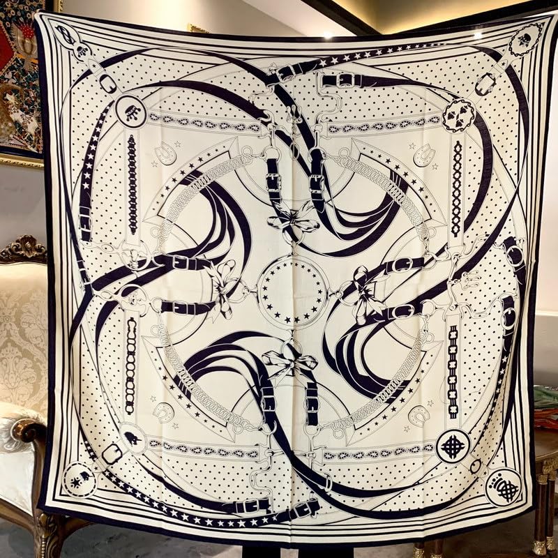 Women's Mulberry Silk Scarf Wolle Scarf, Double sided printing,53"X53" Large Square Shawl Wraps, Breathable Warm3